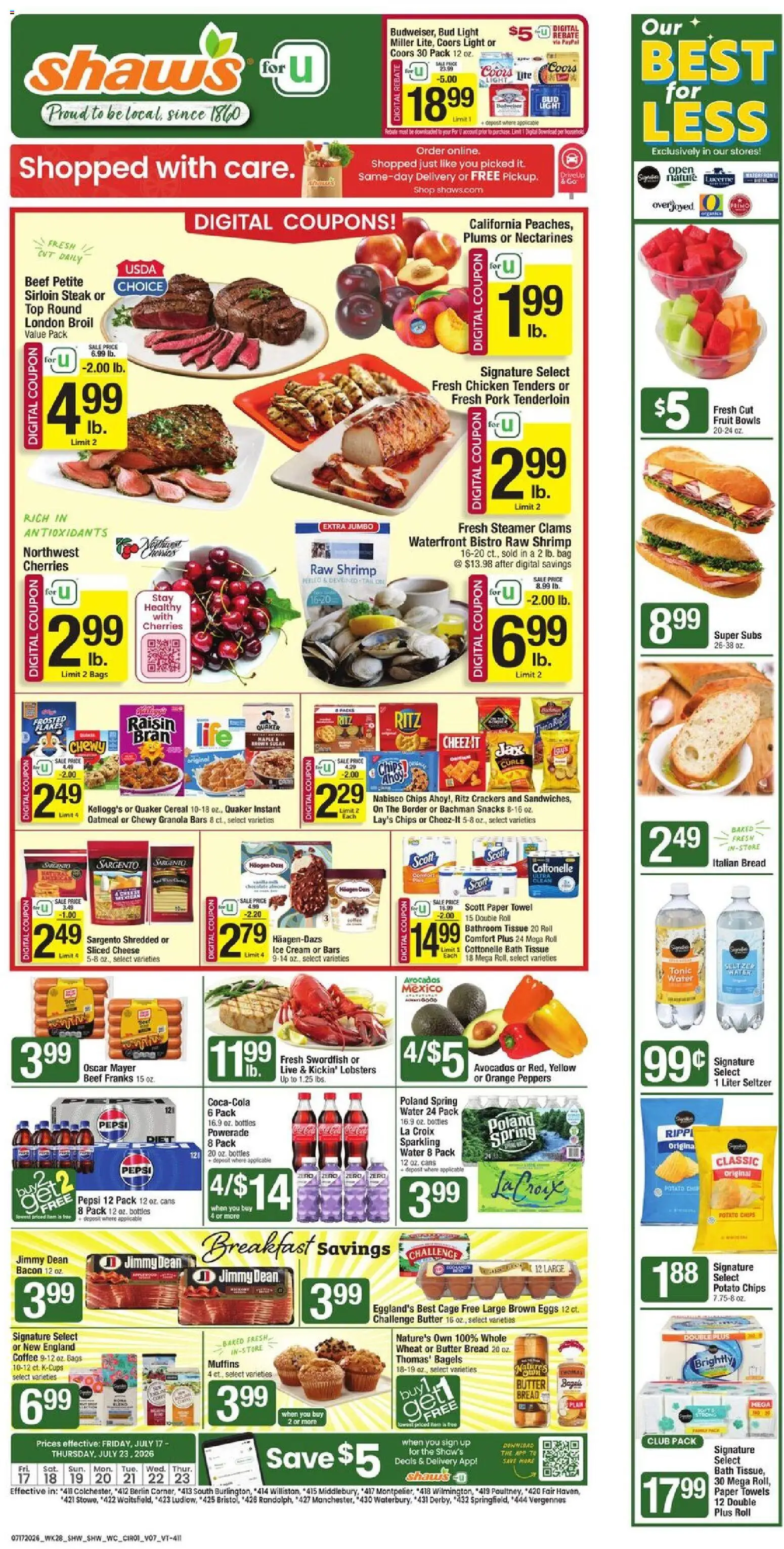 Ad Preview of Shaw's Shaw's Weekly Ad - VT from 07/17/2026
