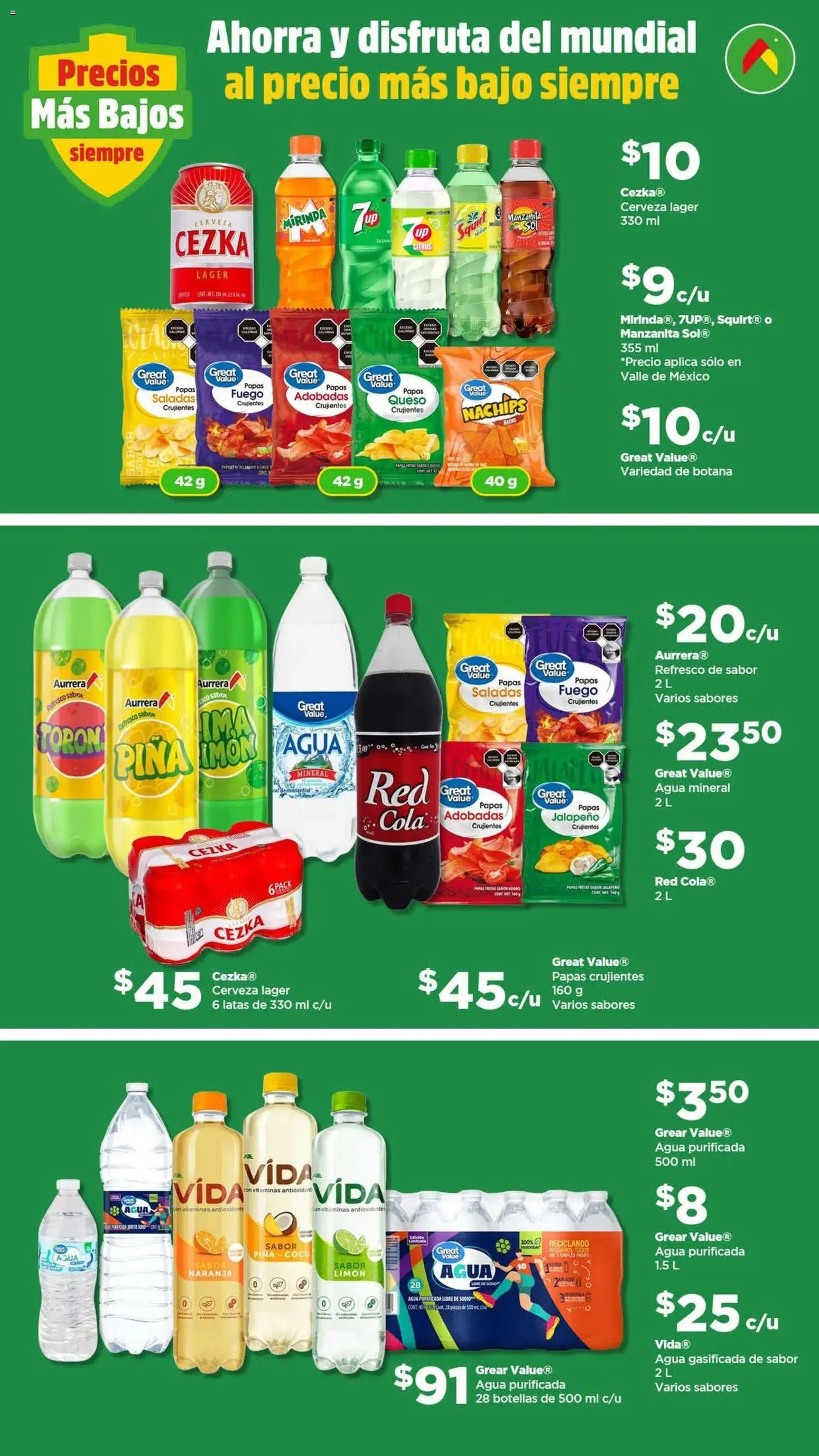 Vista previa las ofertas de la tienda Bodega Aurrerá - Bodega Aurrerá folleto Golazo desde el 05/06/2026 - Agua, Papas, Cerveza, Coco, Limón, Queso, Piña, Agua mineral