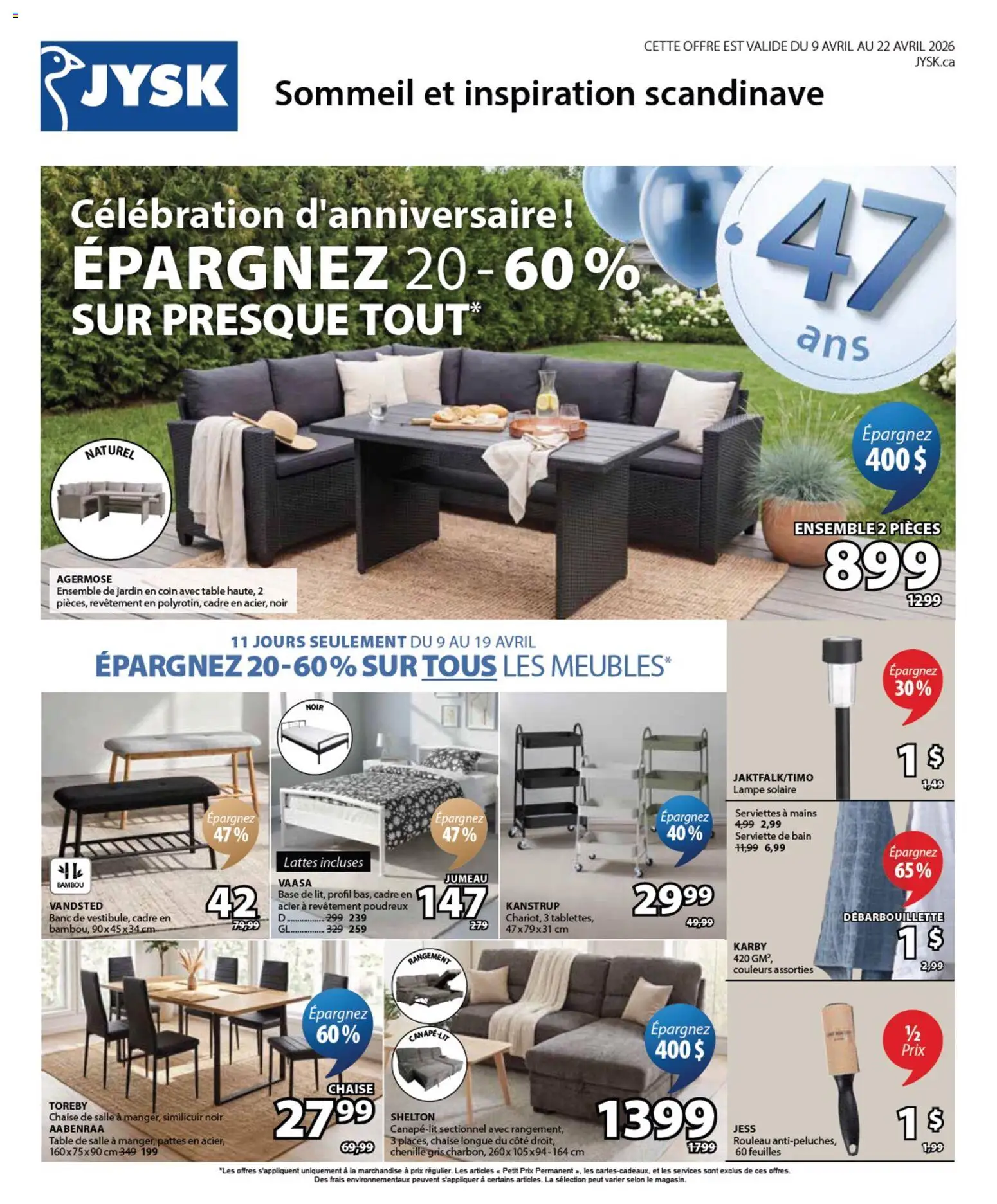 Preview of leaflet JYSK circulaire from shop JYSK is valid from Apr 09, 2026 - Table
