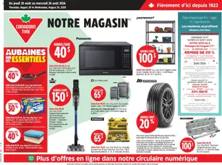 Un aperçu du dépliant Canadian Tire circulaire du magasin Canadian Tire est valide à partir 20 août 2026