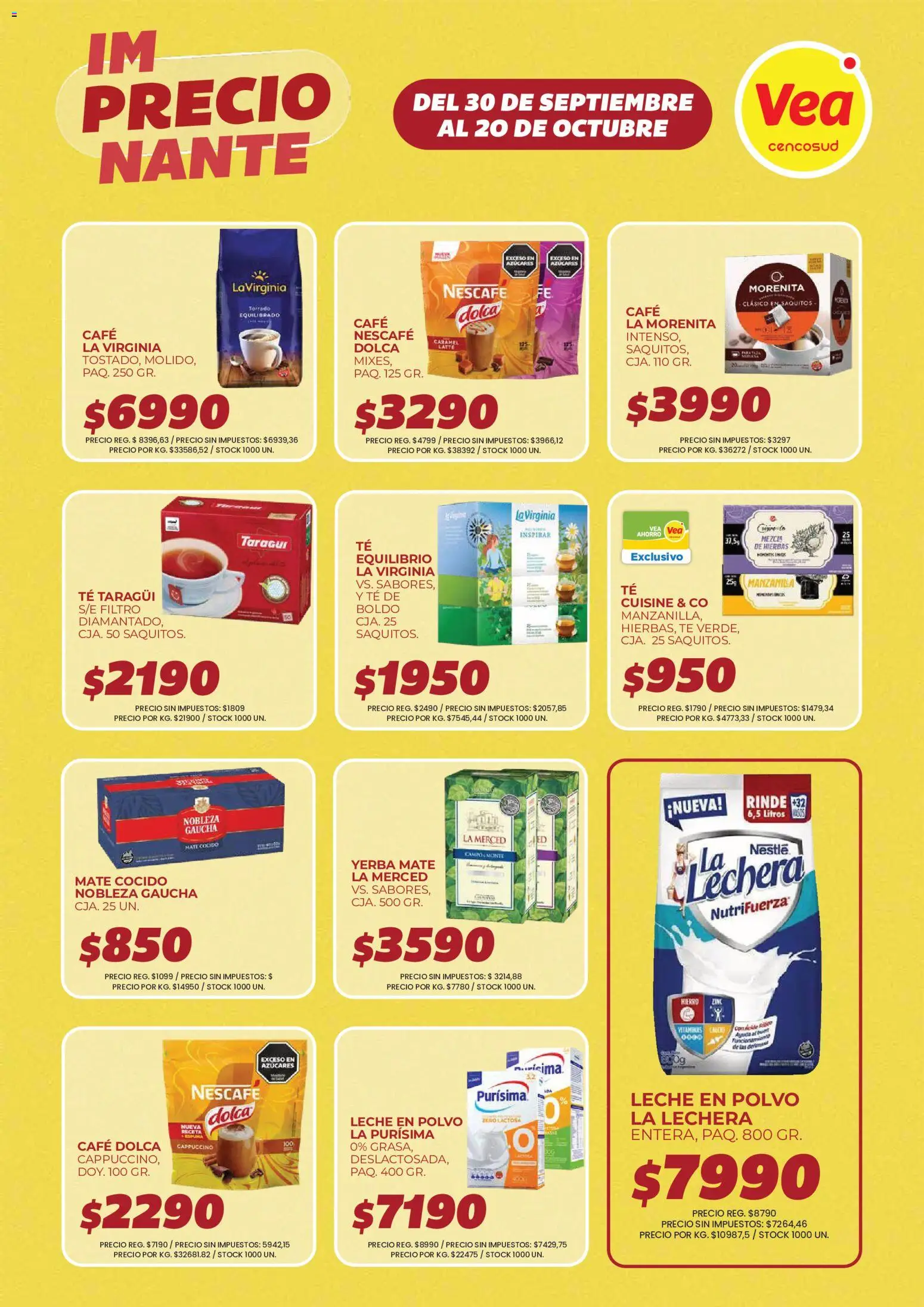 Vista previa del folleto de la tienda Vea válido desde el 30/09/2026 - Café, Yerba, Leche, Hierbas, Vasos, Leche en polvo, Mate cocido, Polvo