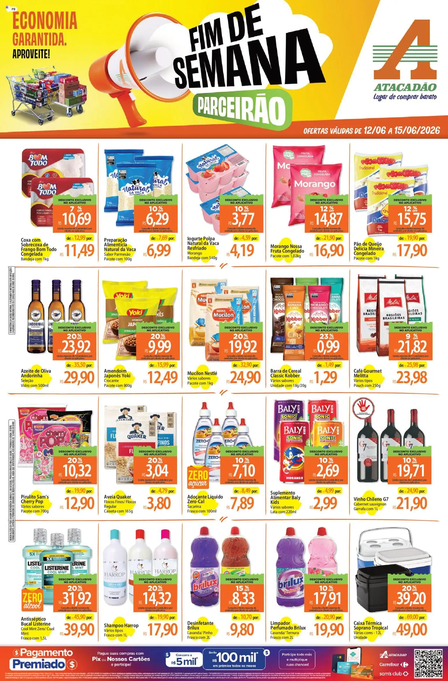 Pré-Visualização do folheto "Atacadão ofertas - PB" da loja Atacadão válido a partir de 12/06/2026 - Caixa, Perfumes, Shampoo, Pão de queijo, Pão, Desinfetante, Listerine, Flocos