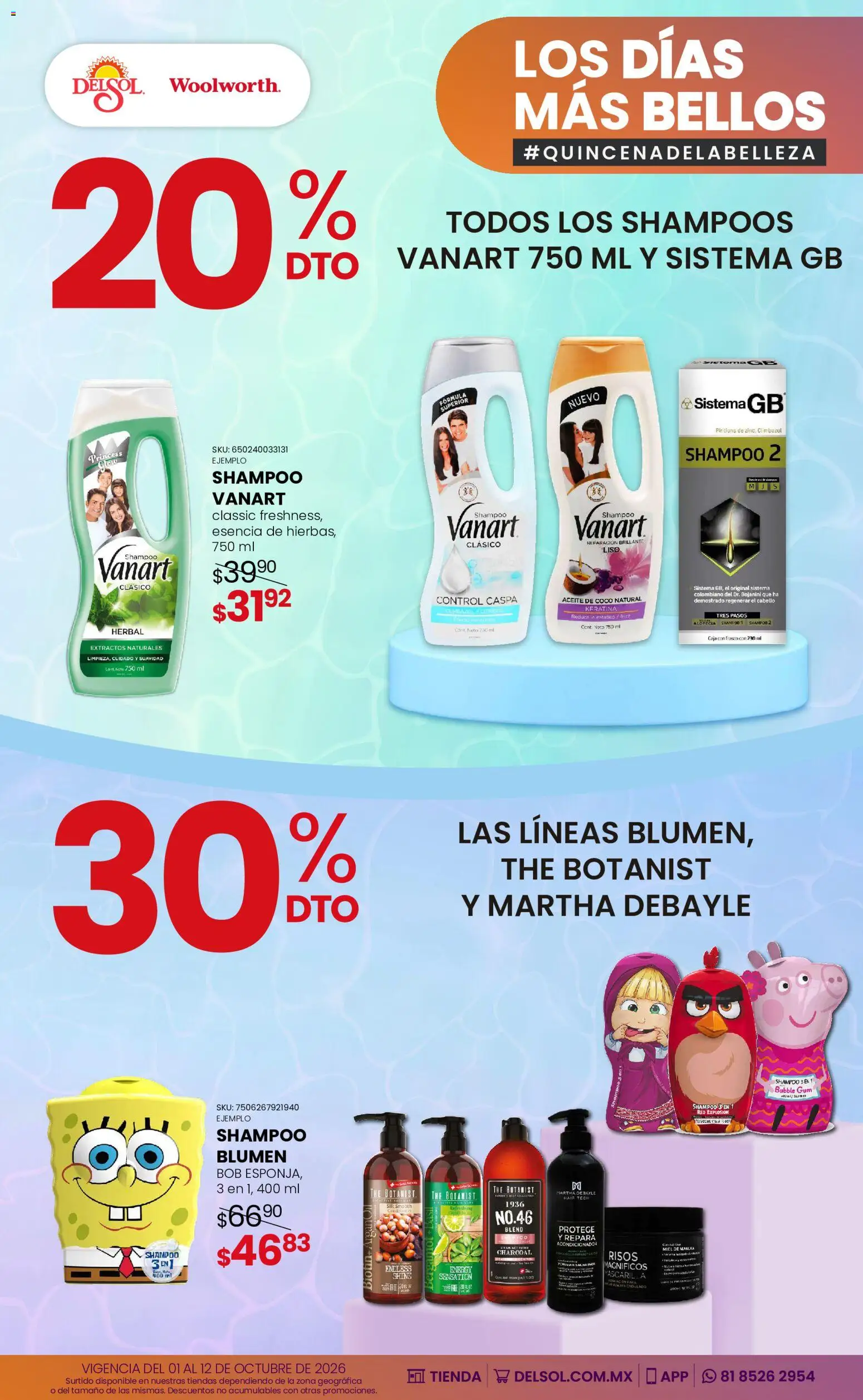 Vista previa las ofertas de la tienda Del Sol y Woolworth - Del Sol y Woolworth catálogo Los días más bellos - Quincena Belleza desde el 01/10/2026 - Coco, Shampoo, Aceite de coco, Aceite, Caja, Miel, Acondicionador, Frasco