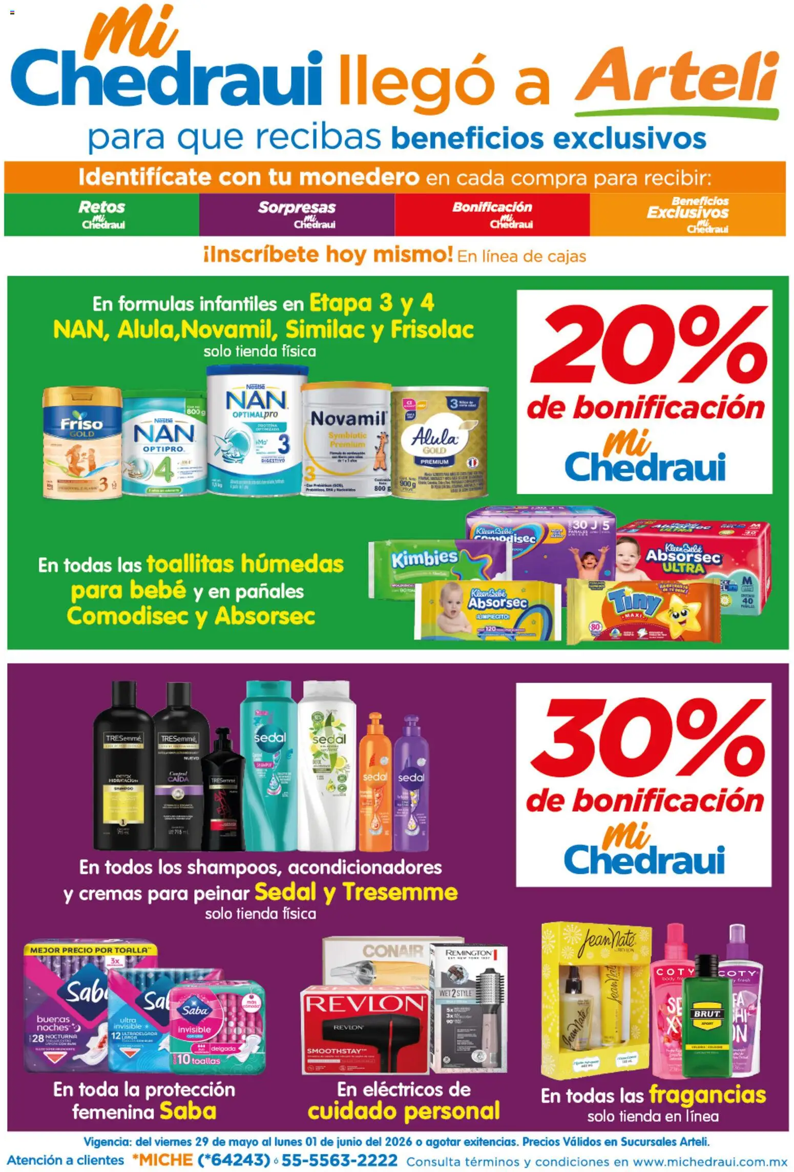 Vista previa las ofertas de la tienda Arteli - Arteli folleto MiChedraui desde el 29/06/2026 - Proteína, Toallitas húmedas, Pañales, Toalla, Toallas, Monedero