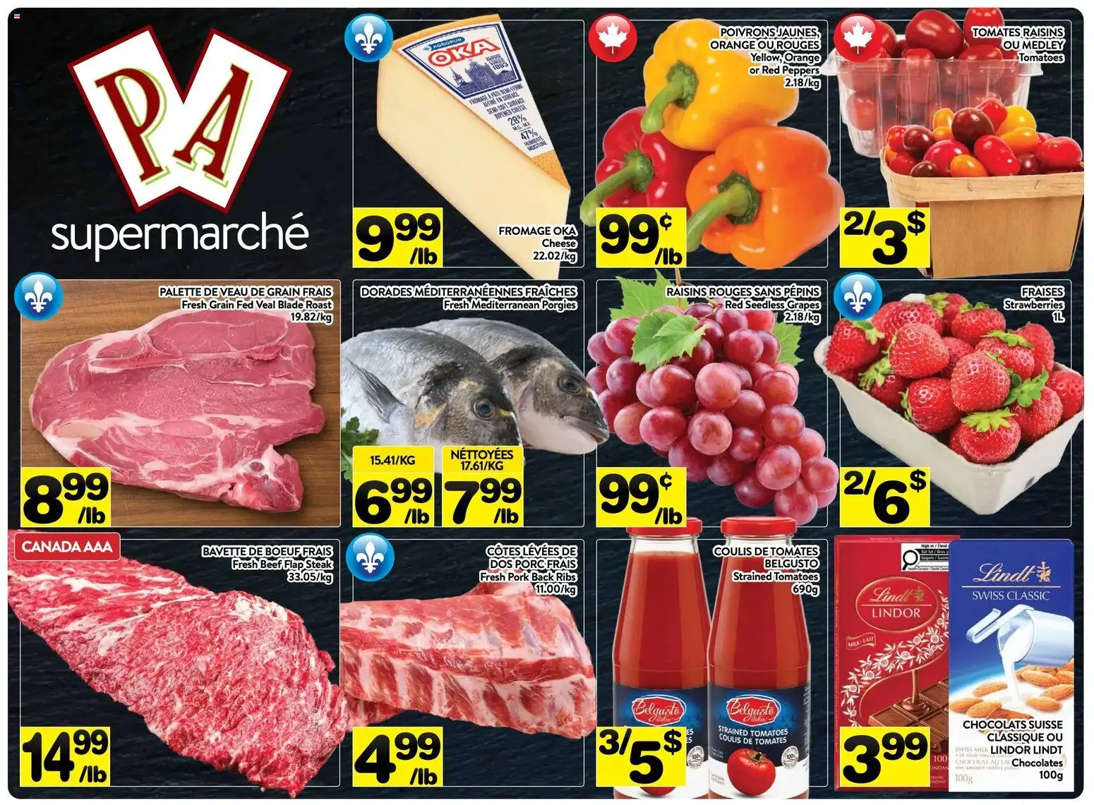 Preview of leaflet Pa Supermarché weekly flyer / circulaire from shop Pa Supermarché is valid from Sep 14, 2026 - Steak, Strawberries, Tomatoes, Beef, Veal, Pork, Roast, Grapes
