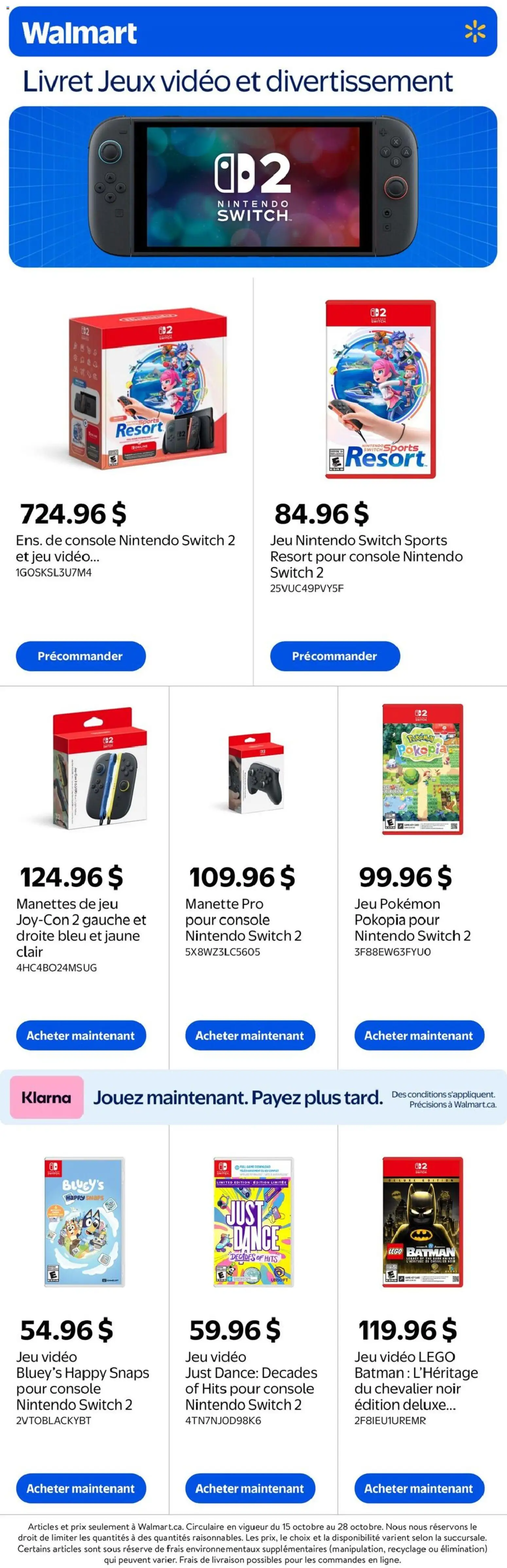 Preview of leaflet Walmart circulaire - Livret Jeux vidéo et divertissement from shop Walmart is valid from Oct 15, 2026