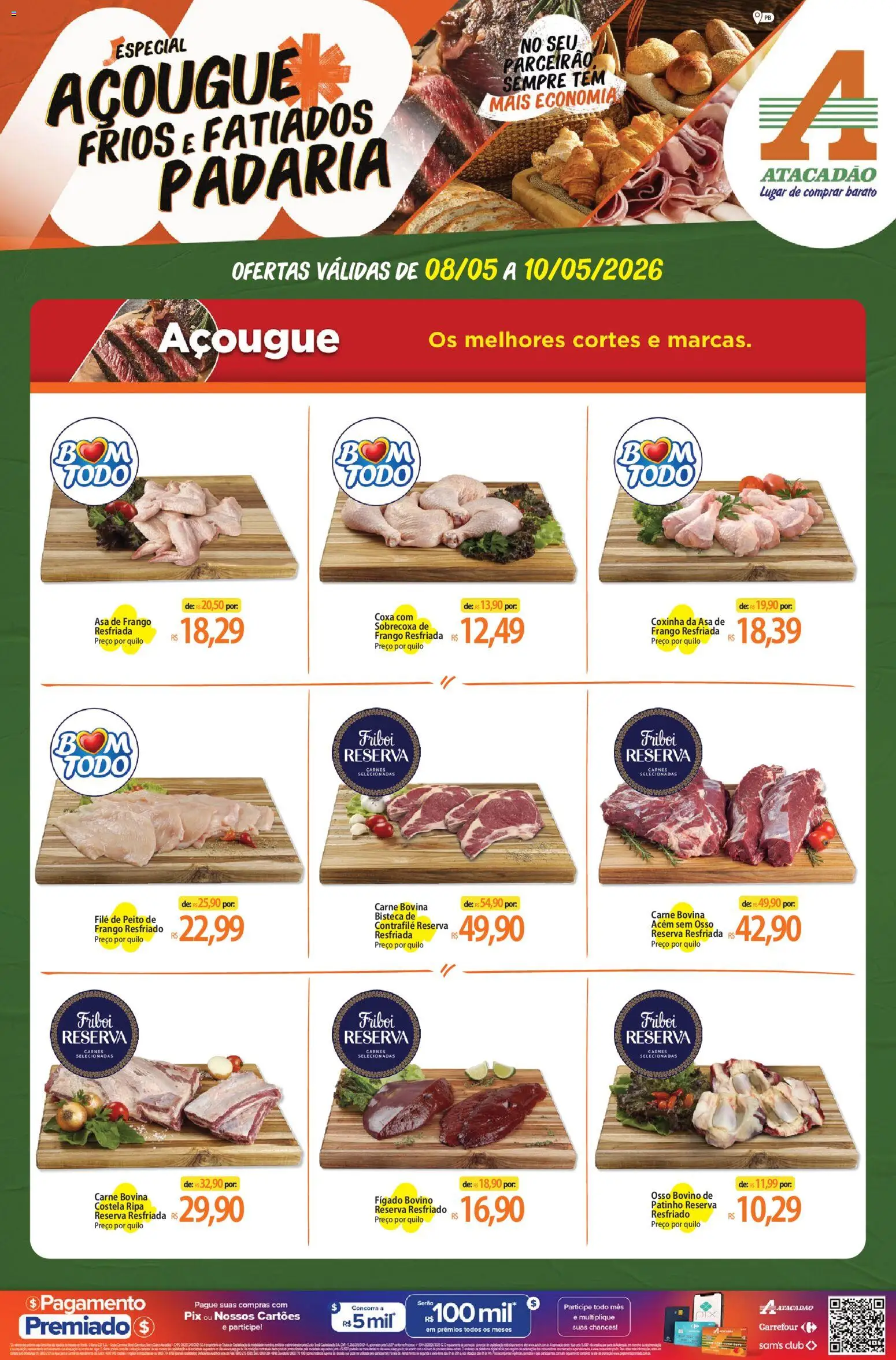 Pré-Visualização do folheto "Atacadão ofertas - PB" da loja Atacadão válido a partir de 08/05/2026 - Carne, Frango, Fígado, Carne bovina, Asa de frango, Acém, Frango resfriado