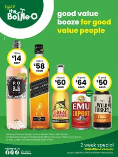 Preview of catalogue Good Value Booze, For Good Value People 22/06 from shop The Bottle-O valid 21/06/2026