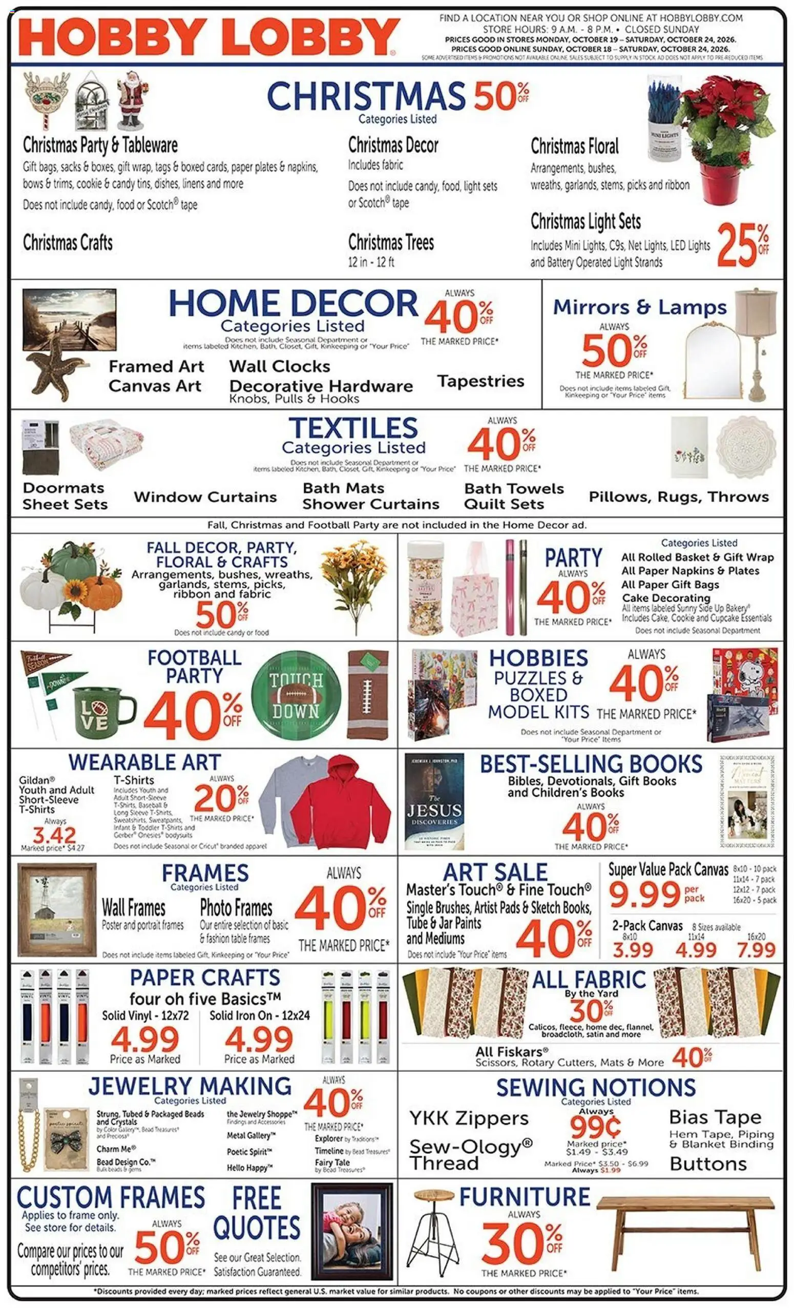 Ad Preview of Hobby Lobby Hobby Lobby Weekly Ad from 10/18/2026