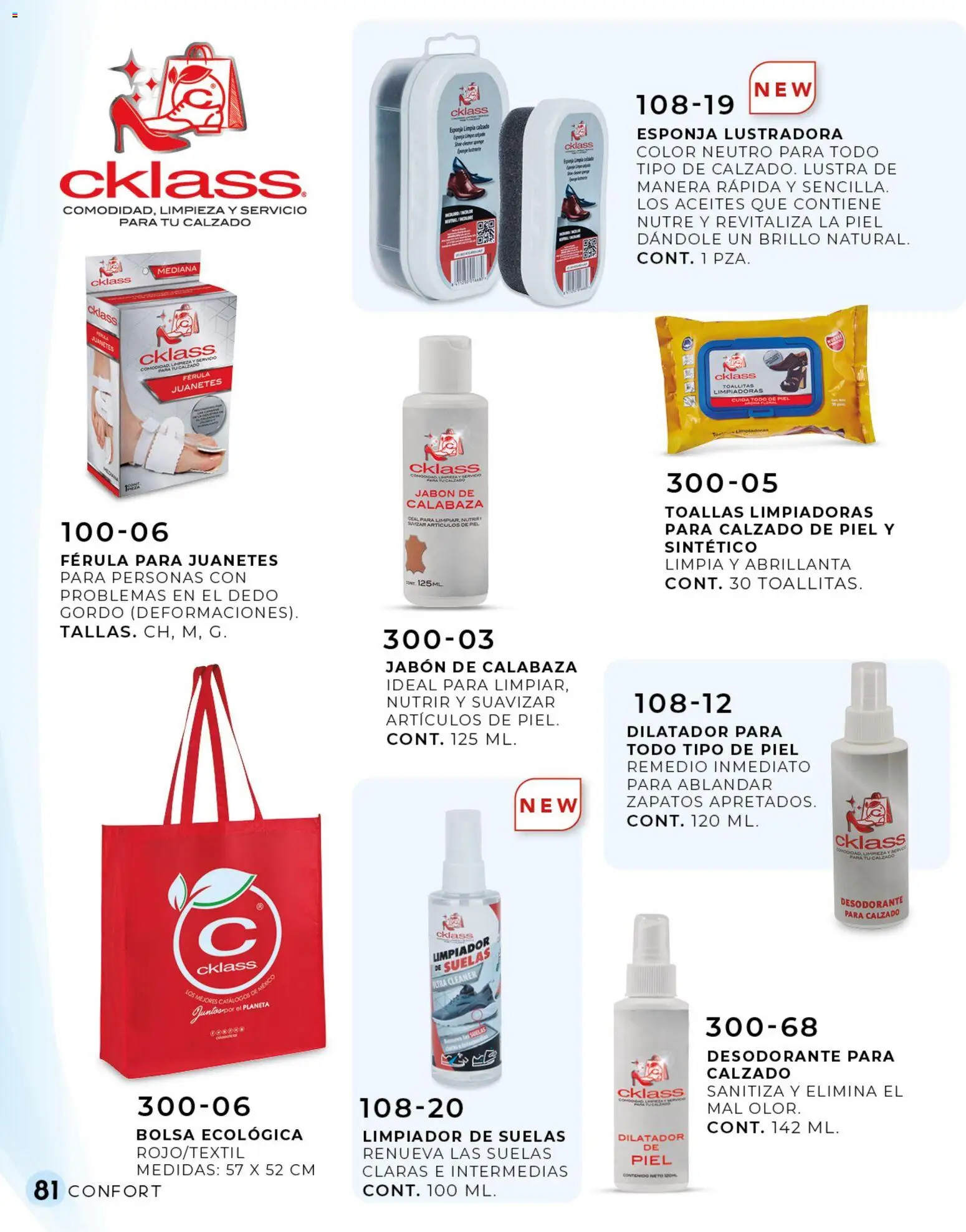 Vista previa las ofertas de la tienda Cklass - Catálogo Confort desde el 02/01/2026 - Zapatos, Bolsa, Calabaza, Jabón, Esponja, Toallas, Brillo, Limpiador