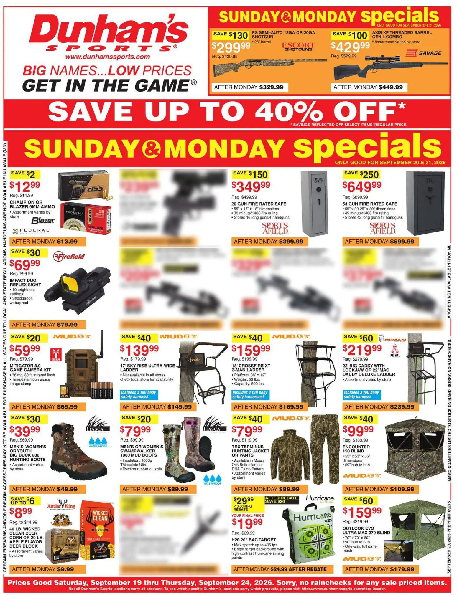 Ad Preview of Dunham's Sports Dunham's Sports Weekly Ad from 09/19/2026
