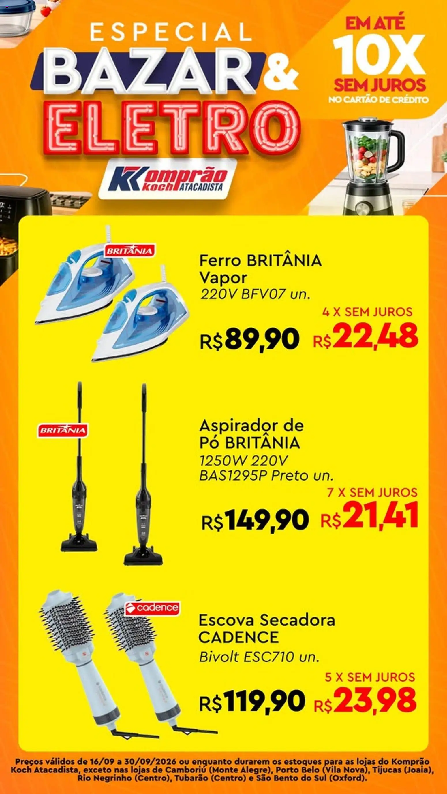 Pré-Visualização do folheto "Komprao Atacadista ofertas Bazar & Eletro" da loja Komprao Atacadista válido a partir de 16/09/2026 - Aspirador de pó, Escova secadora, Ferro, Pó, Escova