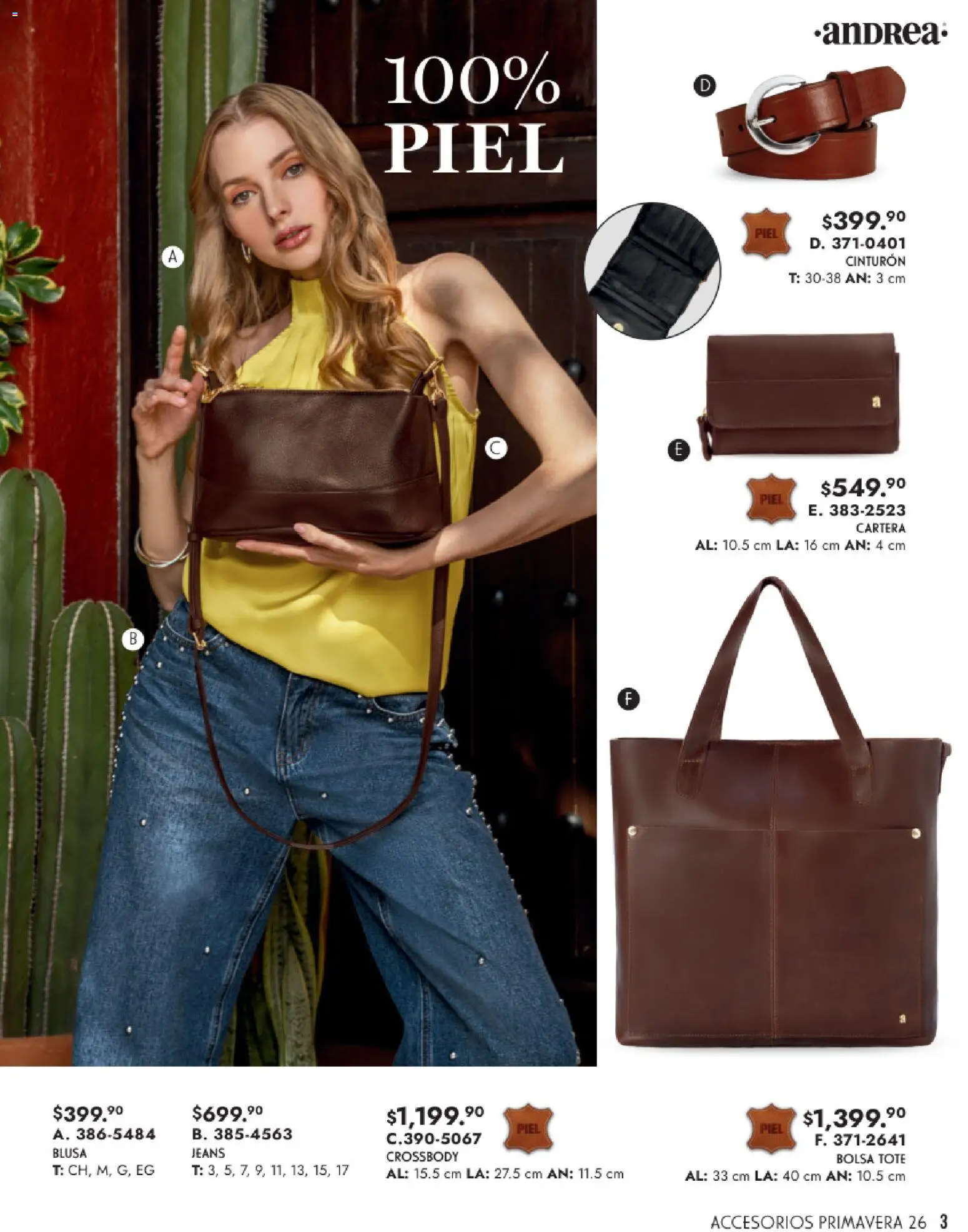 Vista previa las ofertas de la tienda Andrea - Catálogo Primavera desde el 25/01/2026 - Bolsa, Blusa, Cinturón