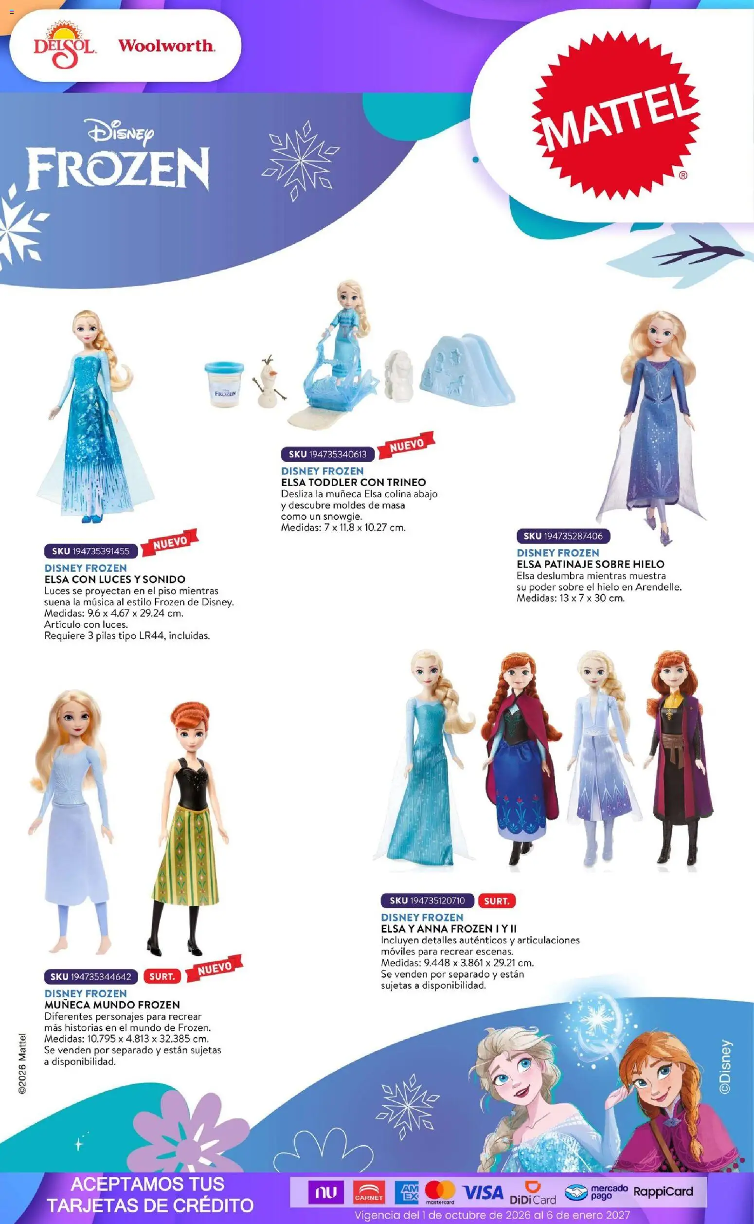 Vista previa las ofertas de la tienda Del Sol y Woolworth - Del Sol y Woolworth catálogo El Castillo del Juguete desde el 01/10/2026 - Masa, Hielo, Sobre, Pilas