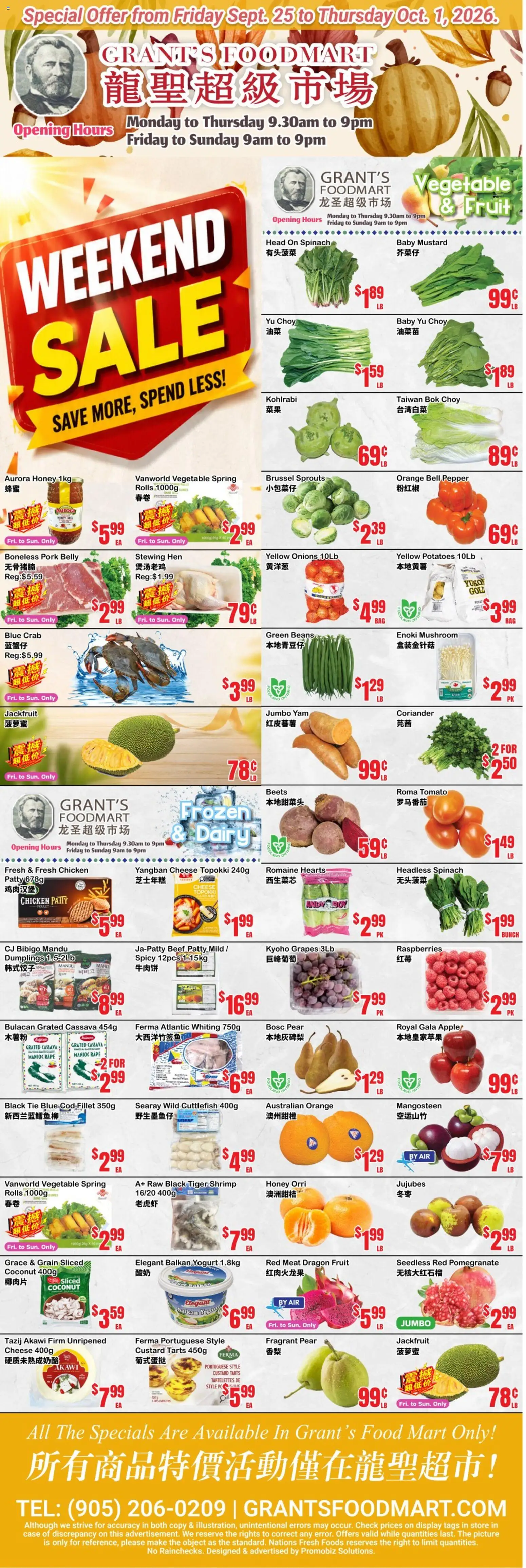 Preview of leaflet Oceans weekly flyer - Grant’s Foodmart from shop Oceans is valid from Sep 25, 2026