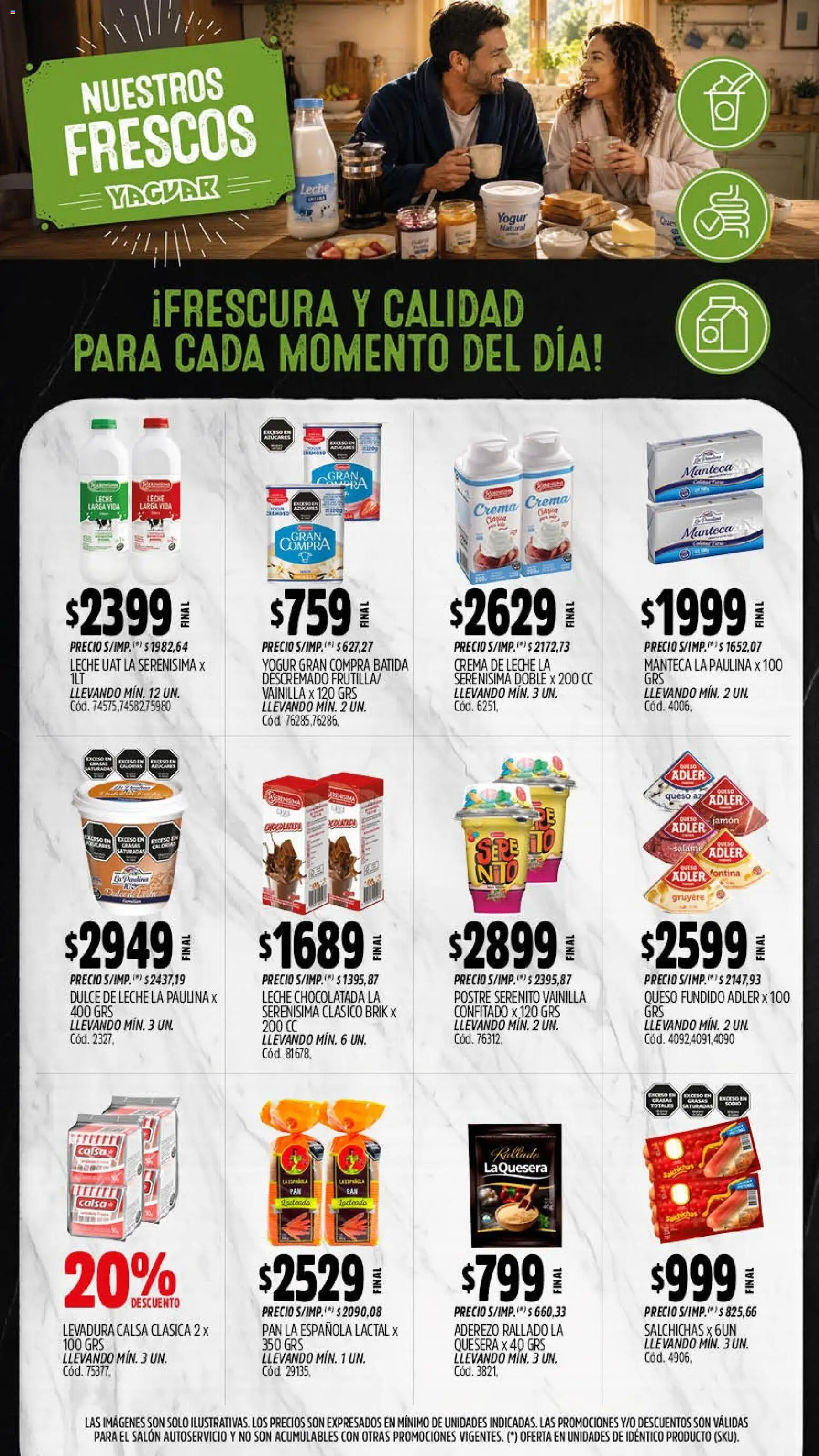Vista previa del folleto de la tienda Yaguar válido desde el 14/09/2026 - Dulce de leche, Crema de leche, Chocolatada, Leche, Crema, Postre, Jamón, Dulce