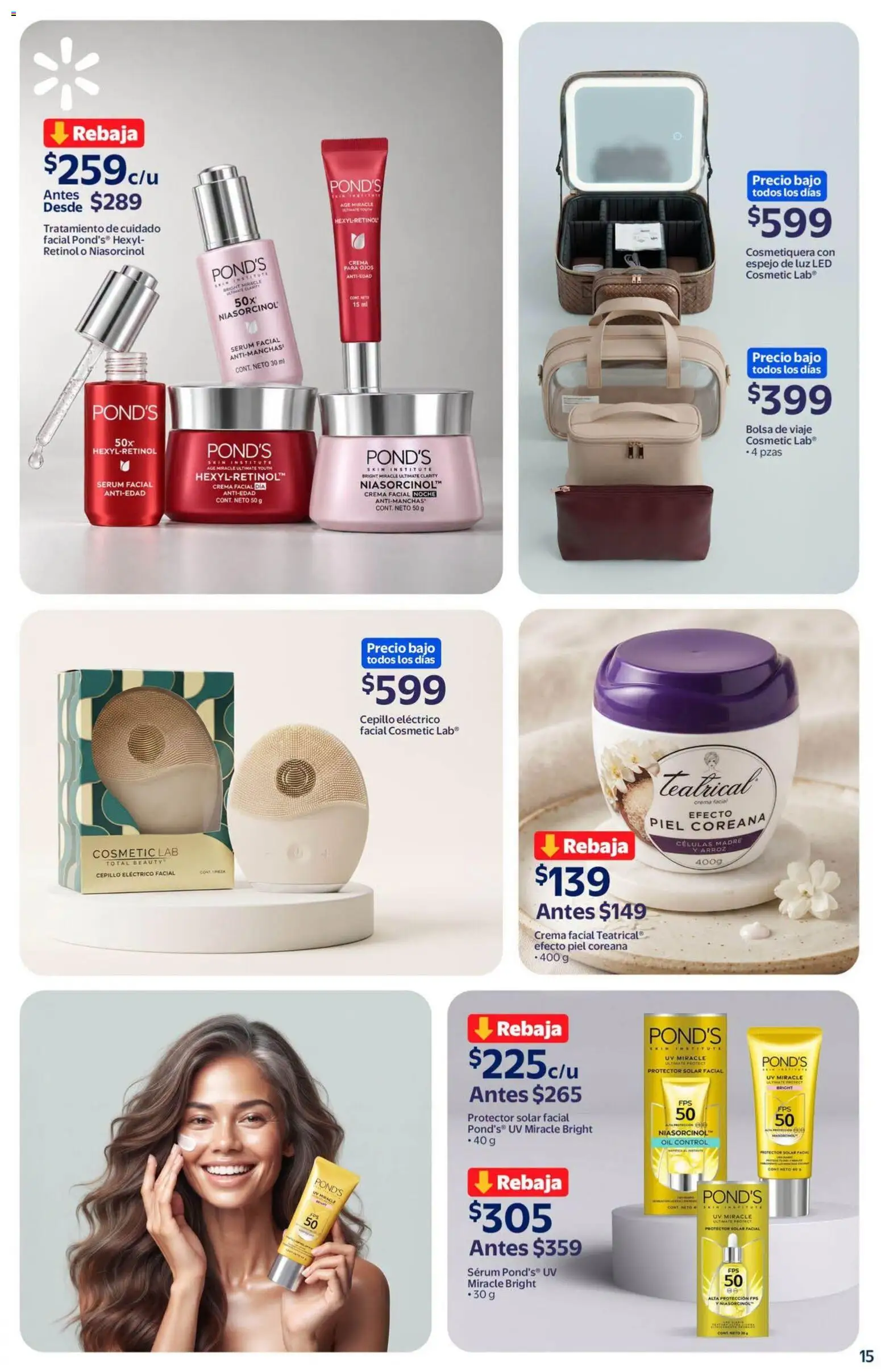 Vista previa las ofertas de la tienda Walmart - Walmart folleto Tu rutina K-Beauty a precios bajos. desde el 18/09/2026 - Bolsa, Espejo, Arroz, Crema, Cepillo, Luz LED, Crema facial, Bolsa de viaje