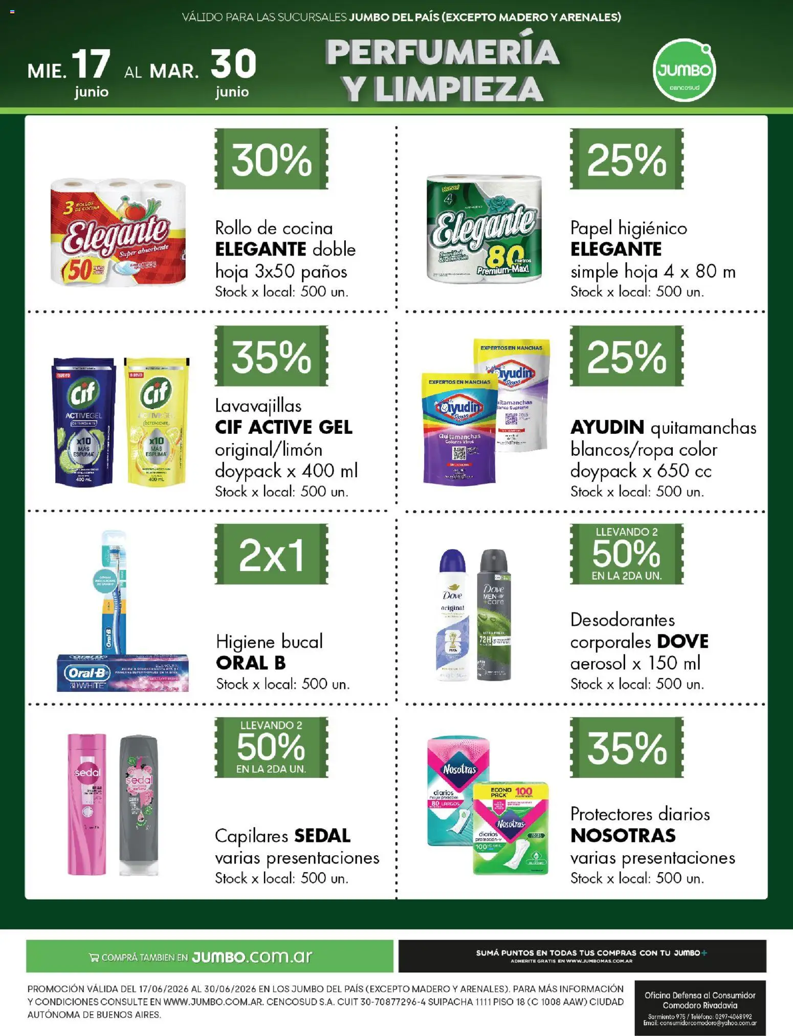 Vista previa del folleto de la tienda Jumbo válido desde el 17/06/2026 - Cocina, Diarios, Teléfono, Lavavajillas, Papel higiénico, Espuma, Protectores diarios, Quitamanchas