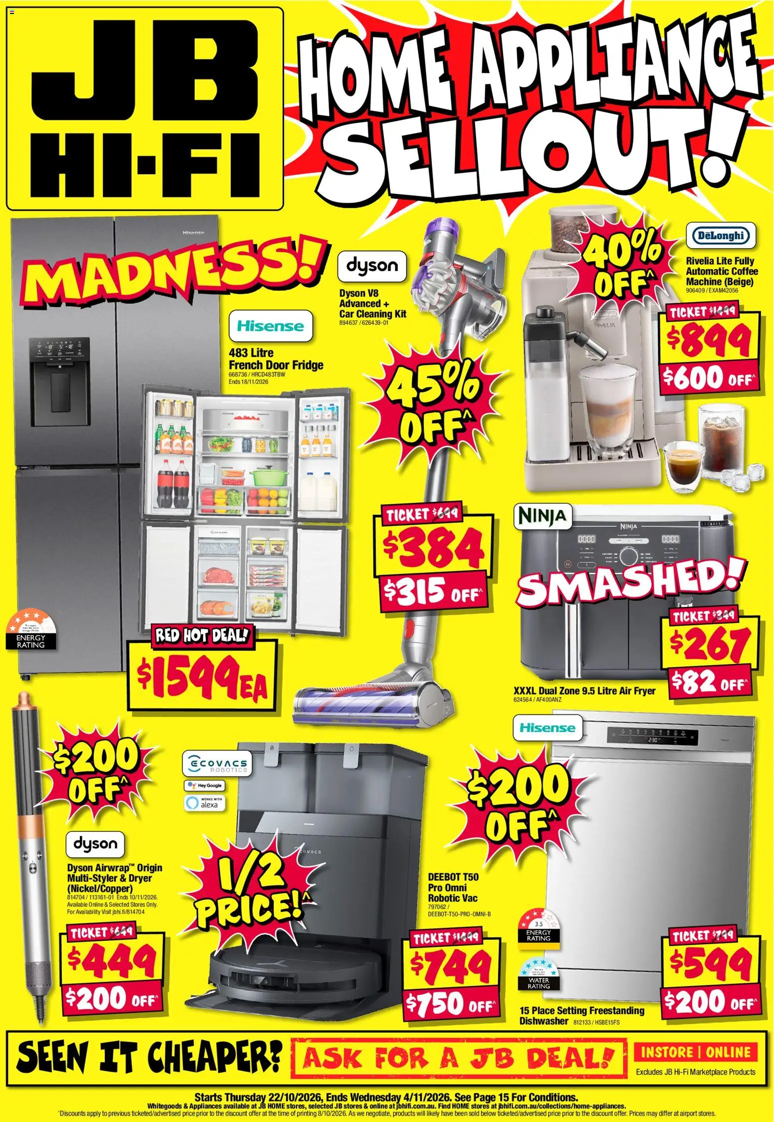 Preview of catalogue JB Hi-Fi catalogue Home Appliance Sellout from shop JB Hi-Fi valid 22/10/2026
