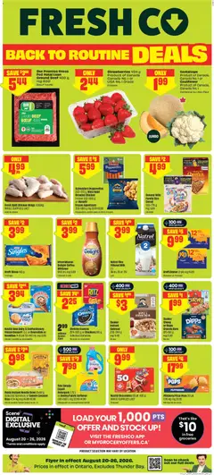 Un aperçu du dépliant FreshCo weekly flyer / circulaire du magasin FreshCo est valide à partir 20 août 2026