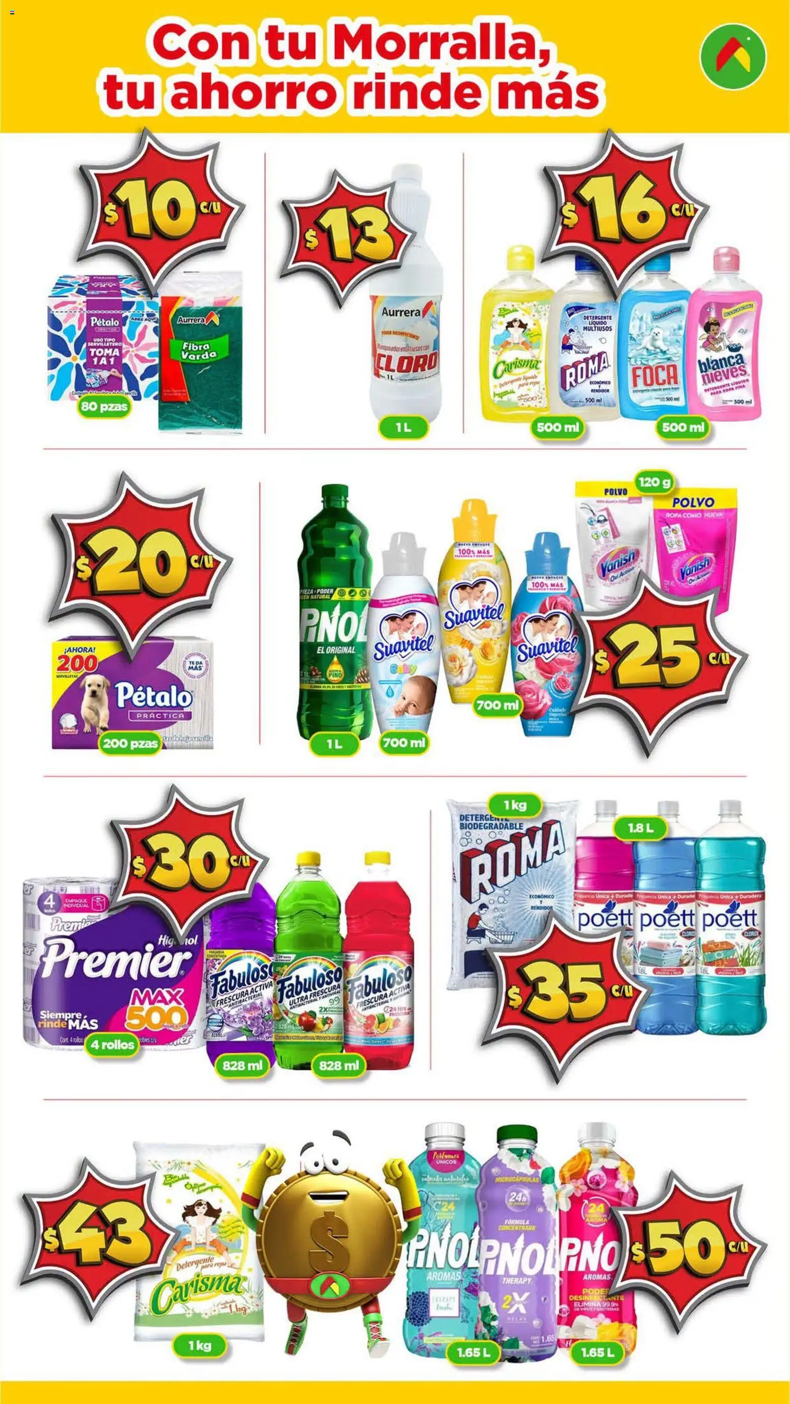 Vista previa las ofertas de la tienda Bodega Aurrerá - Bodega Aurrerá folleto Con tu Morralla, tu ahorro rinde más desde el 17/09/2026 - Té, Ropa, Cloro, Detergente, Desinfectante, Polvo, Detergente líquido, Servilletero