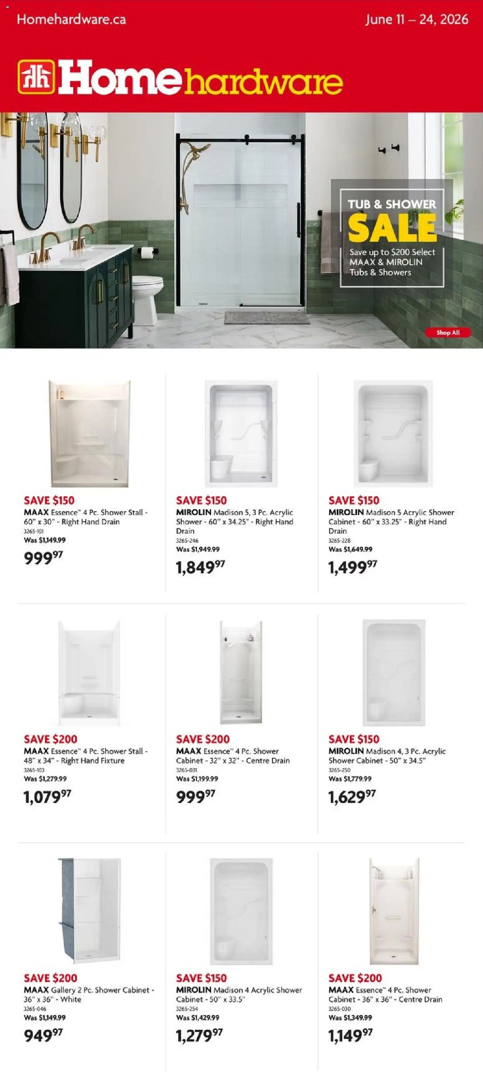 Preview of leaflet Home Hardware flyer - Sale from shop Home Hardware is valid from Jun 11, 2026 - Cabinet, Shower