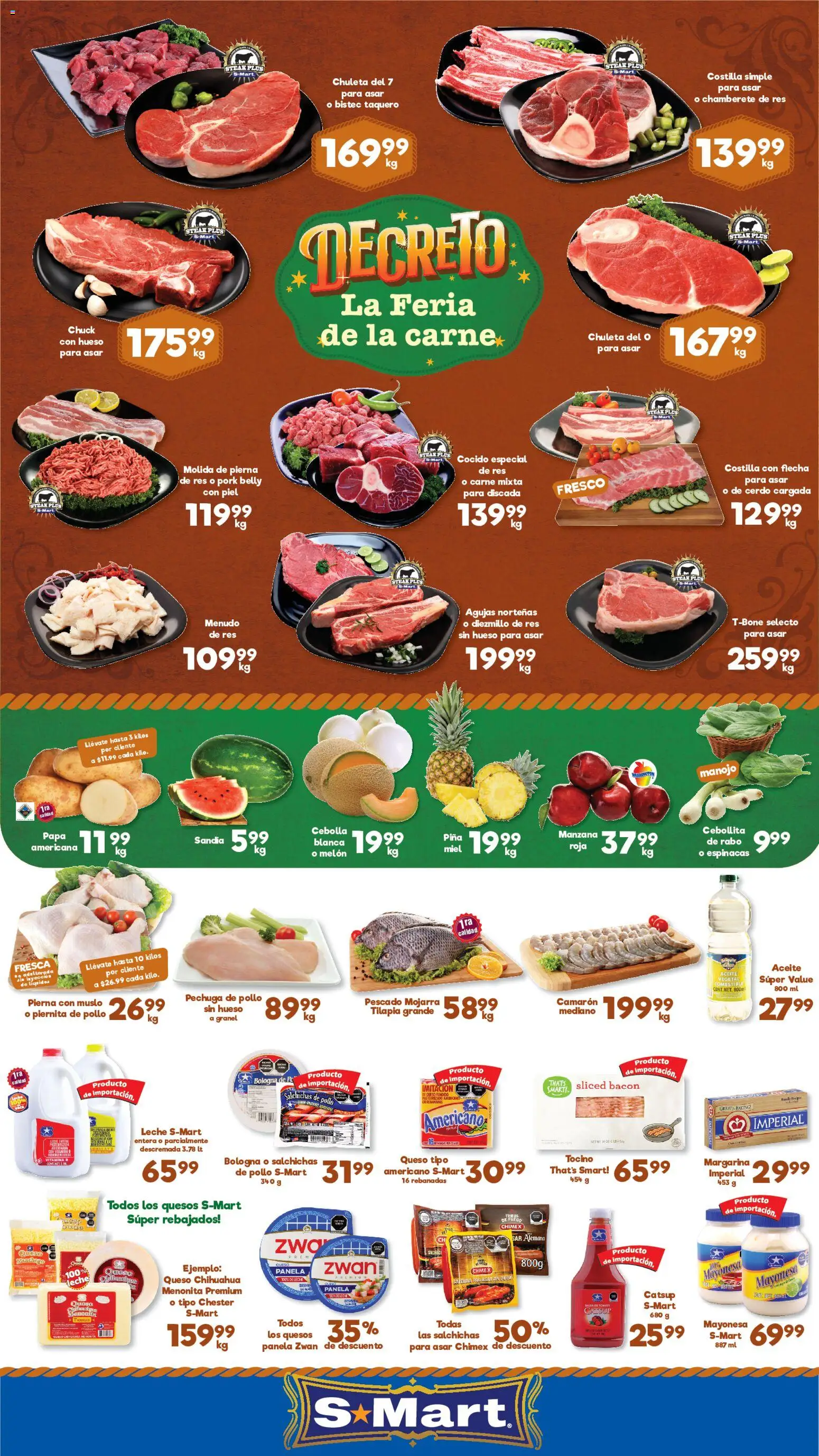 Vista previa las ofertas de la tienda S-Mart - S-Mart folleto Juárez desde el 12/06/2026 - Papa, Manzana, Sandía, Carne, Aceite, Miel, Chambarete, Chuleta