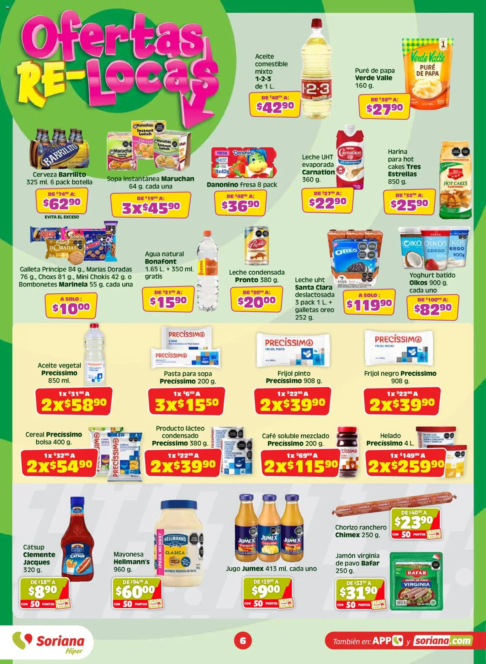 Vista previa las ofertas de la tienda Soriana - Soriana folleto desde el 12/06/2026 - Papa, Cerveza, Galletas, Pasta, Durazno, Harina, Botella, Café soluble