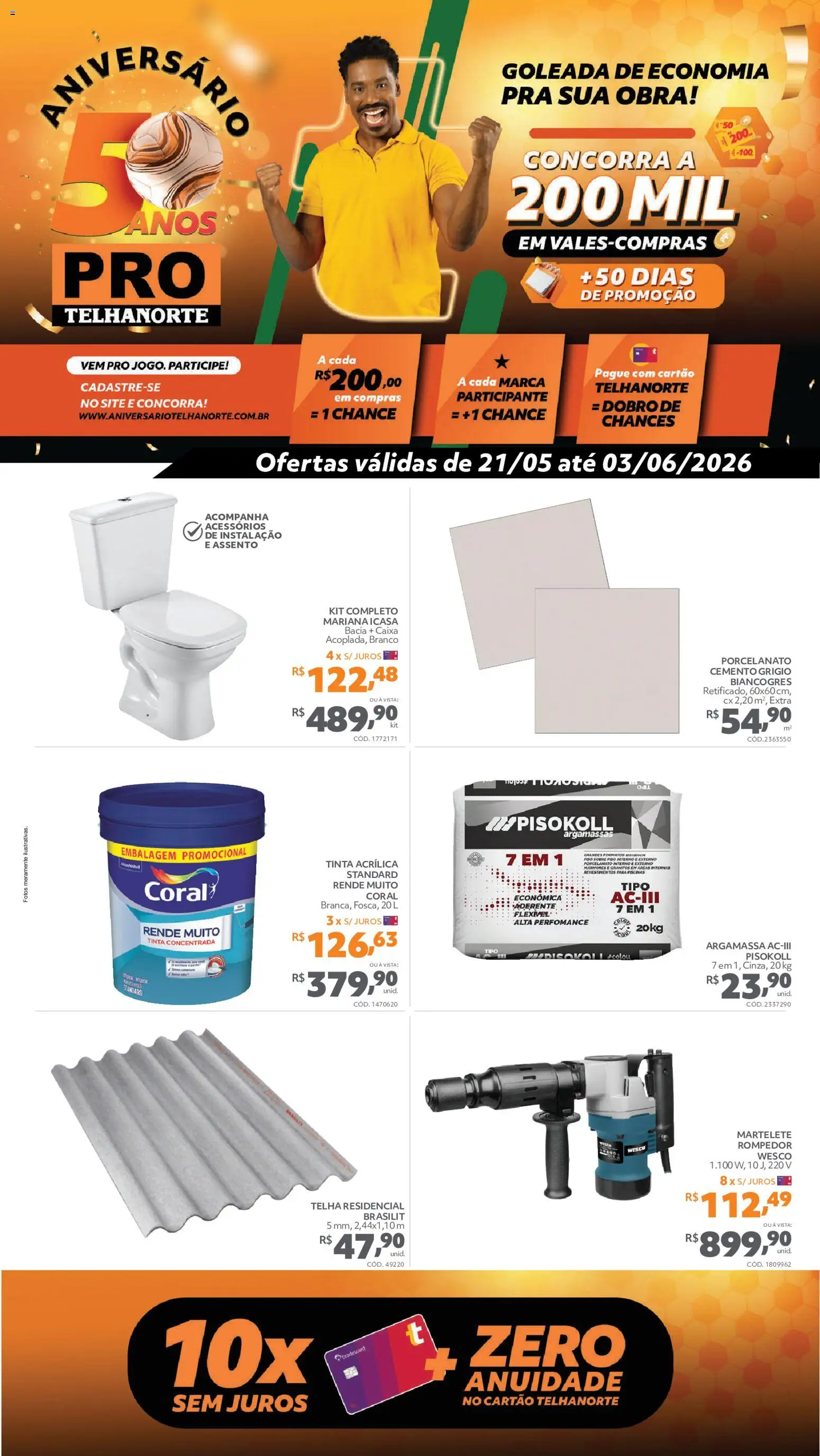 Pré-Visualização do folheto "Telhanorte ofertas Pro" da loja Telhanorte válido a partir de 21/05/2026