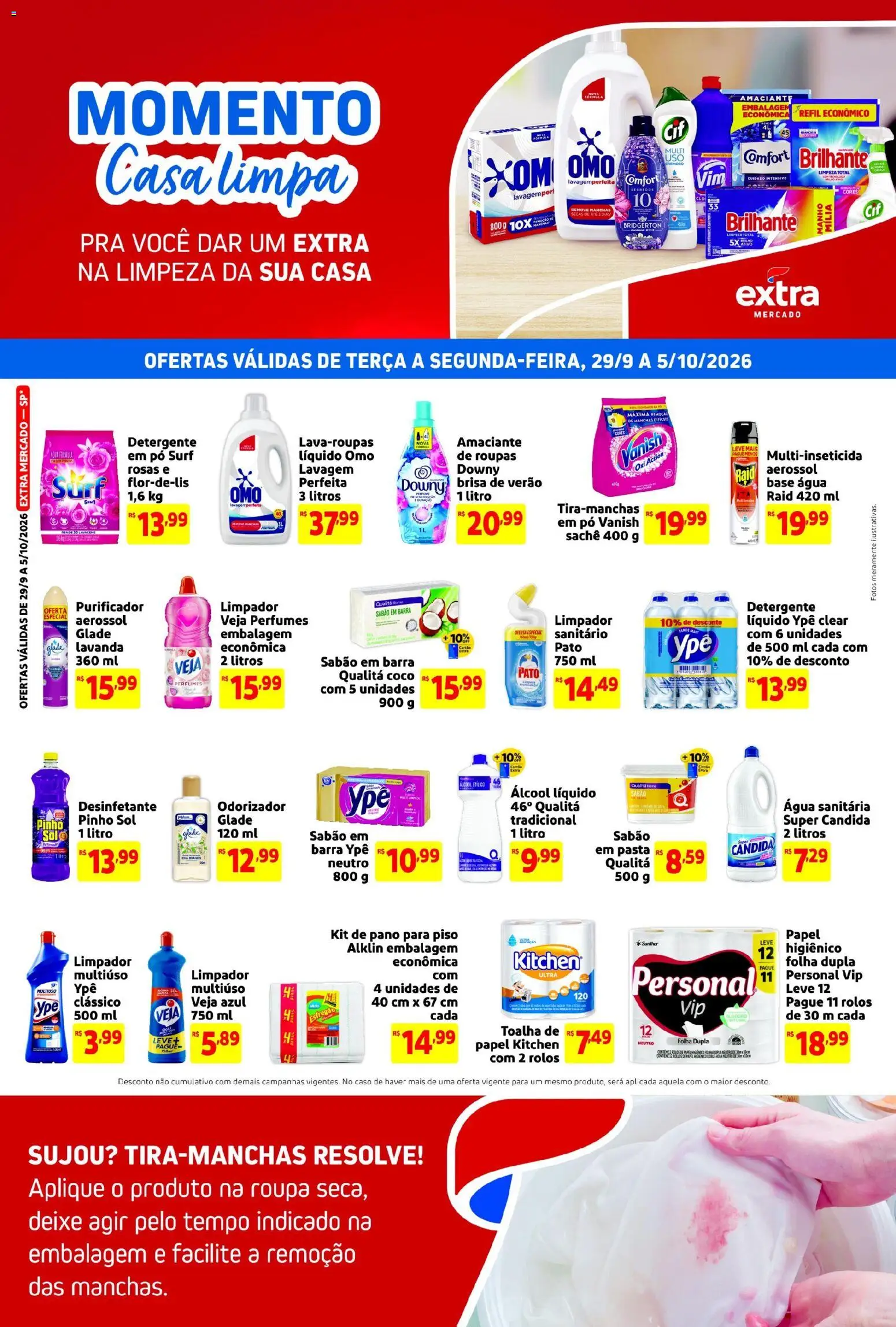 Pré-Visualização do folheto "Extra ofertas de Mercado Casa Limpa" da loja Extra válido a partir de 29/09/2026 - Perfumes, Água, Pato, Base, Álcool, Desinfetante, Piso, Amaciante