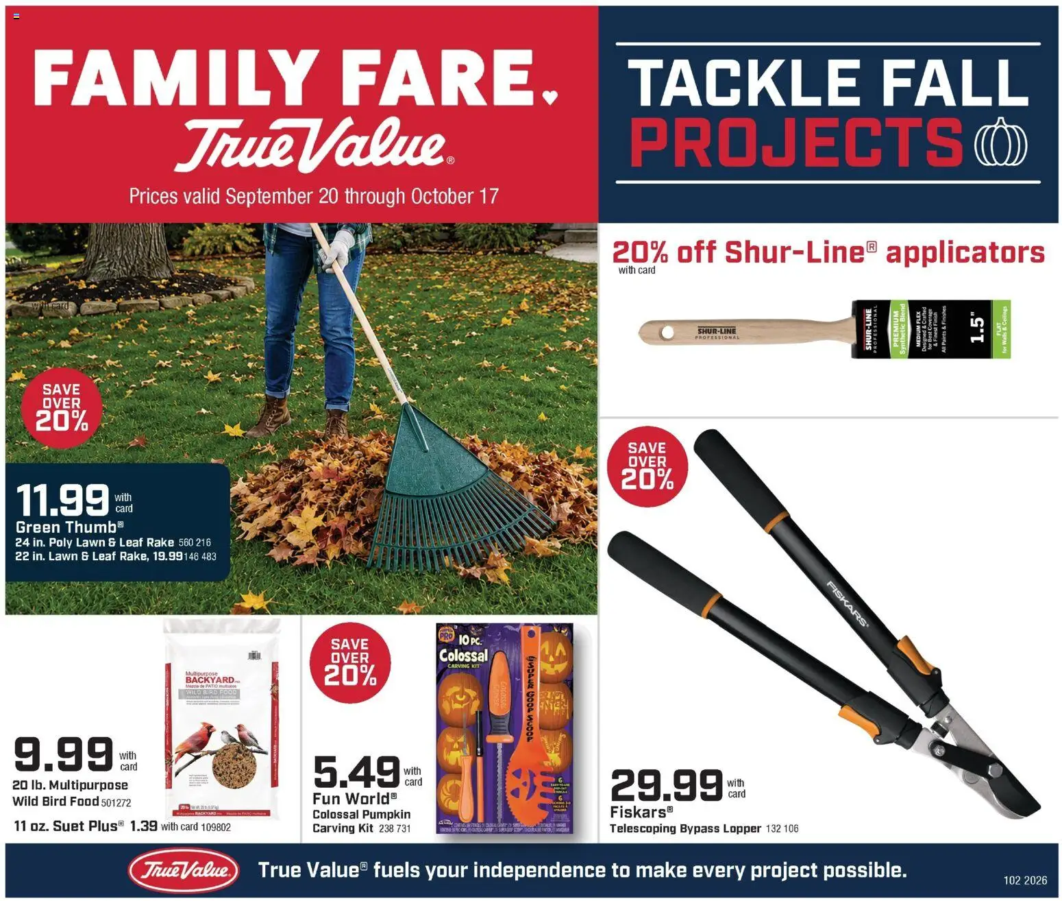Ad Preview of Family Fare Family Fare True Value Ad from 09/20/2026 - Pumpkin, Rake