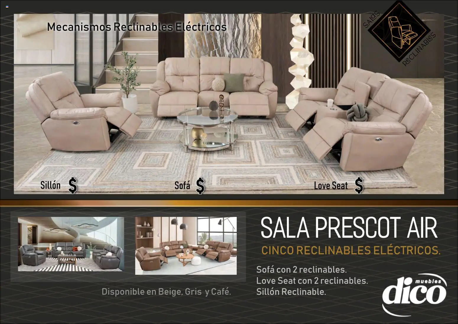 Vista previa las ofertas de la tienda Muebles Dico - Muebles Dico catálogo Salas reclinables desde el 27/03/2026 - Sillón, Sala, Sofá