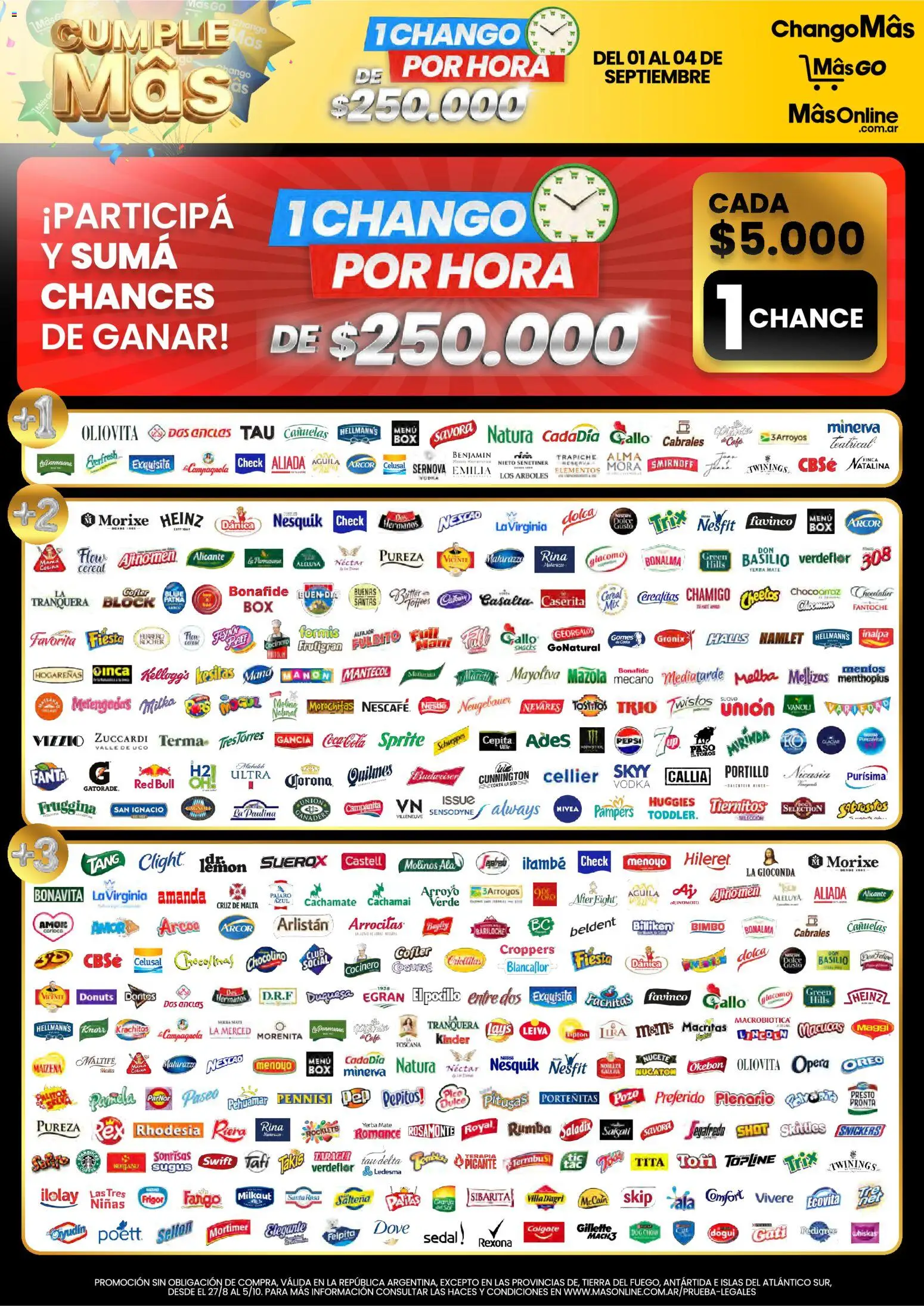 Vista previa del folleto de la tienda Changomas válido desde el 01/10/2026 - Café, Mate, Alfajor, Red Bull, Pepsi, Snacks, Sprite, Pocillo