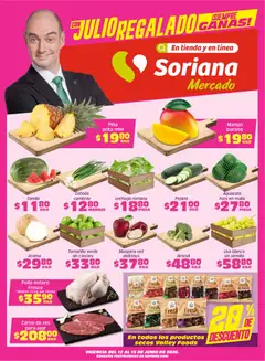 Vista previa las ofertas de la tienda Soriana - Soriana Fin de Semana Mercado: Ags, Nay, Jal, Qro, Col, Mich, Gto, Hgo, Tlax, Mor, Pue, Gro, Oax, Edo. de Mex, CDMX, Zac y SLP desde el 12/06/2026 