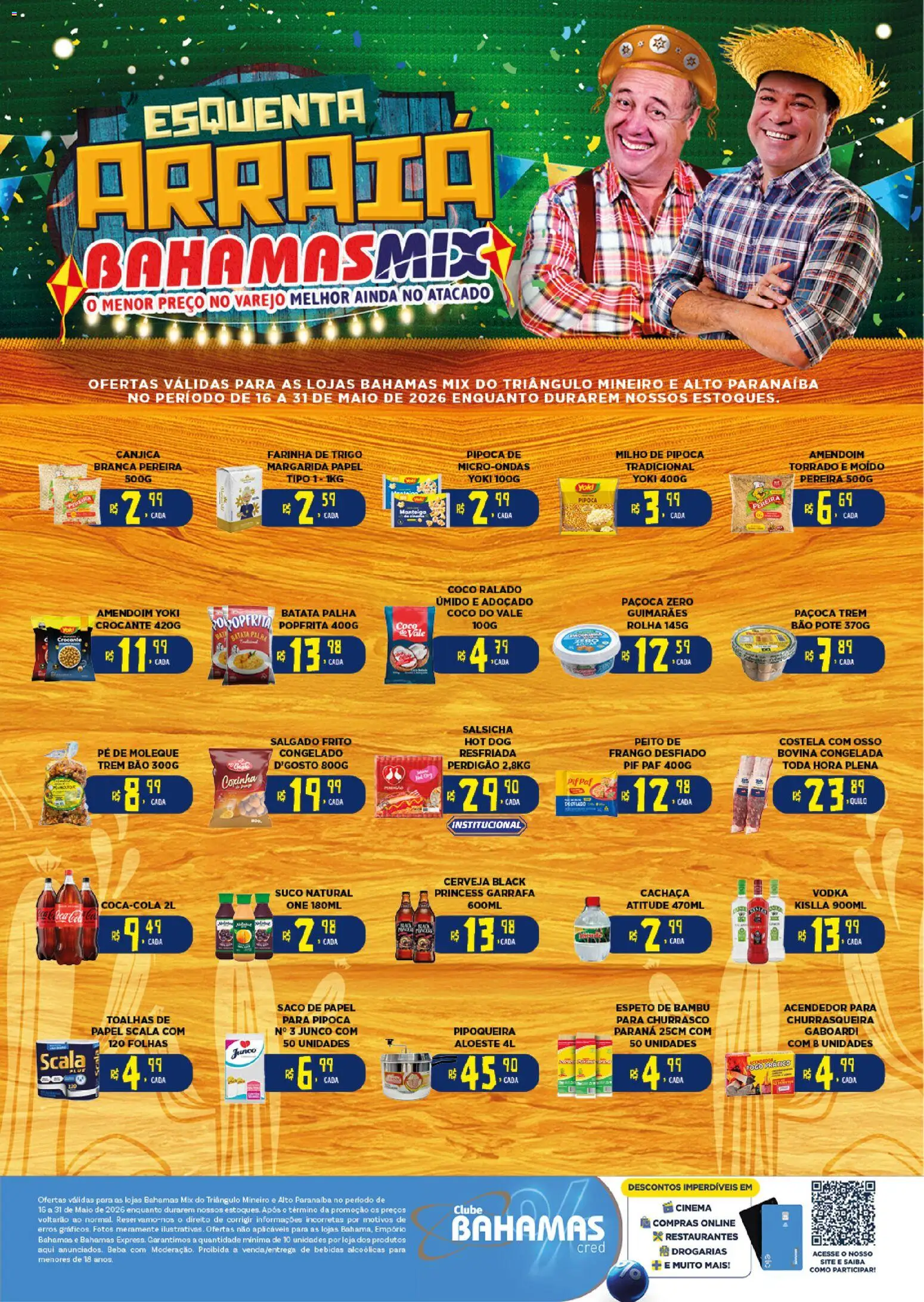 Pré-Visualização do folheto "Bahamas Mix ofertas Arraia " da loja Bahamas Mix válido a partir de 16/05/2026 - Coco, Bebidas, Vodka, Pipoqueira, Cachaça, Paçoca, Maiô, Suco natural
