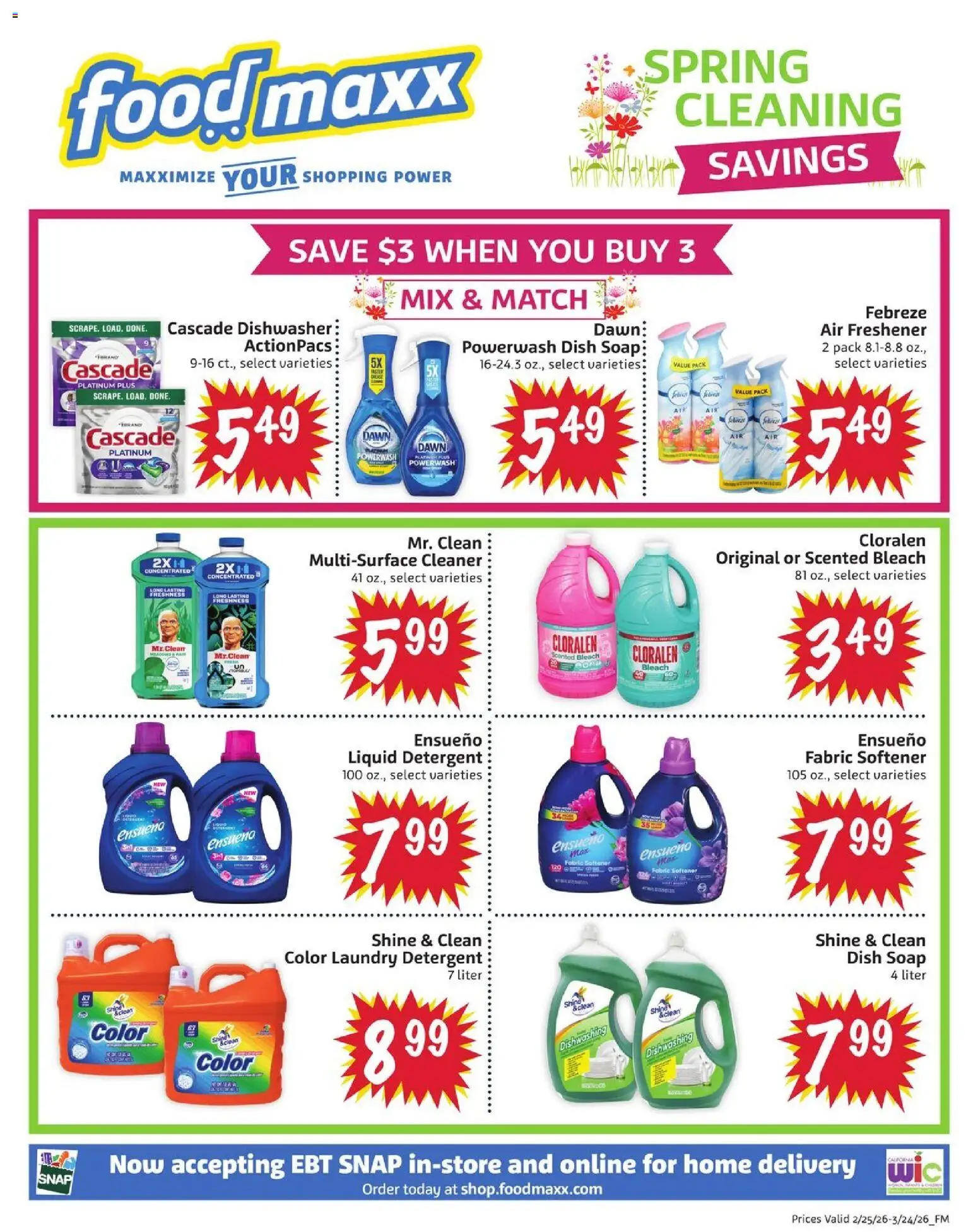 Ad Preview of FoodMaxx Weekly Ad - NV from 02/25/2026 - Dishwasher, Soap, Laundry detergent, Detergent, Air freshener, Fabric softener