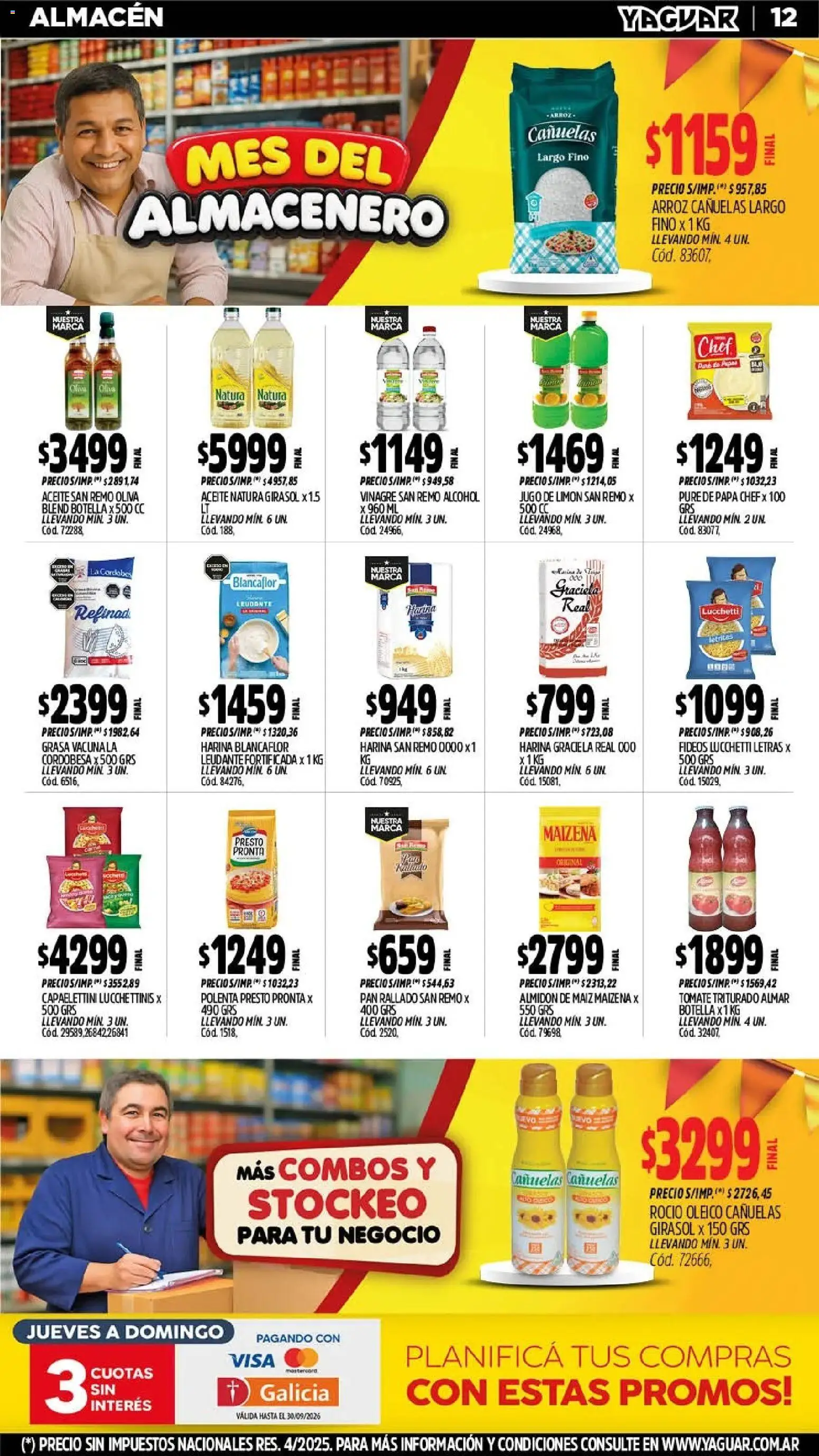 Vista previa del folleto de la tienda Yaguar válido desde el 28/09/2026 - Papa, Pan, Alcohol, Arroz, Polenta, Harina, Limón, Maiz