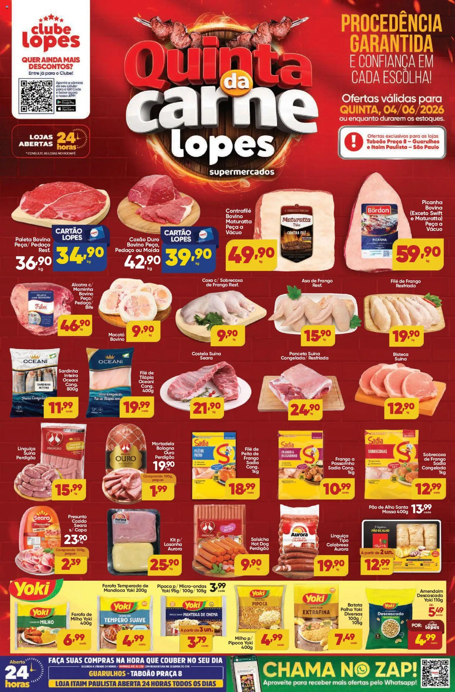 Pré-Visualização do folheto "Lopes Supermercados - Ofertas da semana" da loja Lopes Supermercados válido a partir de 04/06/2026 - Lasanha, Pão, Pipoca, Milho, Pao de alho, Rodapé, Sardinha, Asa de frango