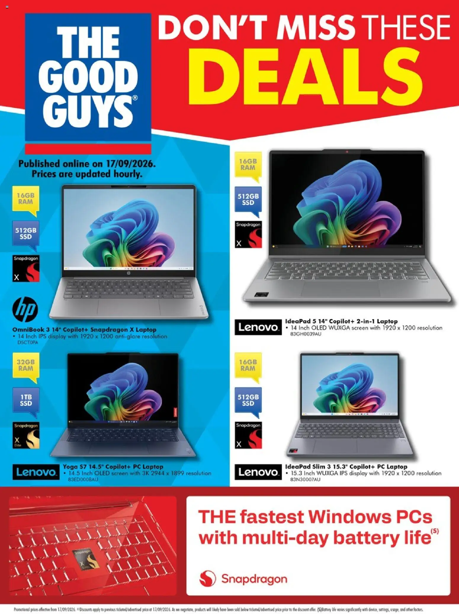Preview of catalogue The Good Guys Snapdragon Laptops from shop The Good Guys valid 16/09/2026