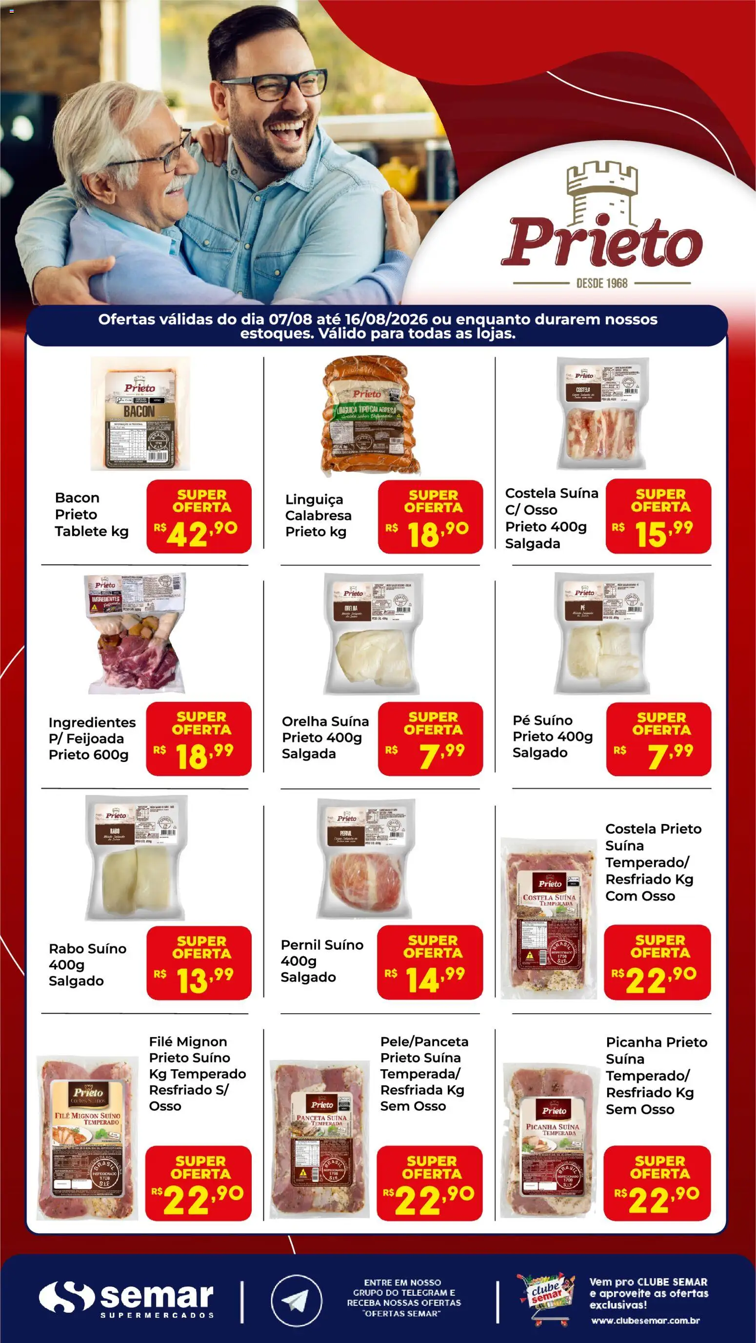 Pré-Visualização do folheto "Semar Supermercado ofertas Prieto" da loja Semar Supermercado válido a partir de 07/08/2026