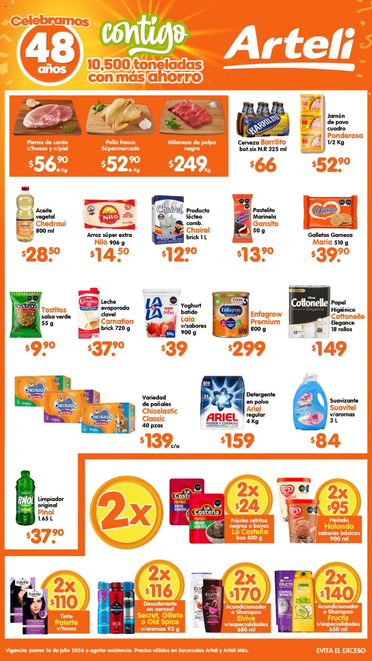 Vista previa las ofertas de la tienda Arteli - Arteli folleto Tuxpan desde el 16/07/2026 - Pollo, Fresa, Helado, Galletas, Shampoo, Desodorante, Cerdo, Detergente