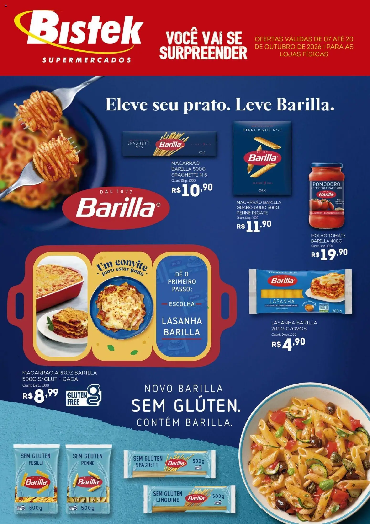Pré-Visualização do folheto "Bistek Supermercados ofertas Barilla e Melitta" da loja Bistek Supermercados válido a partir de 07/10/2026