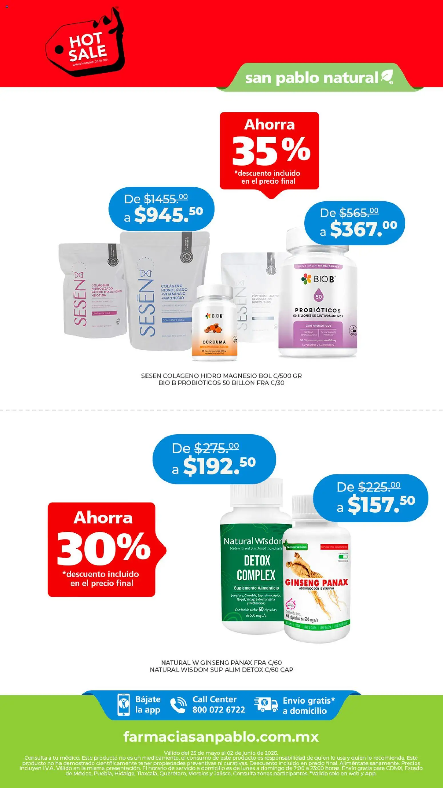 Vista previa las ofertas de la tienda Farmacia San Pablo - Farmacia San Pablo Hot Sale desde el 25/05/2026 - Pañuelo, Toallas
