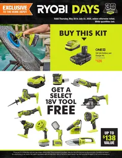 Preview of leaflet Home Depot flyer - Ryobi Days from shop Home Depot is valid from May 28, 2026