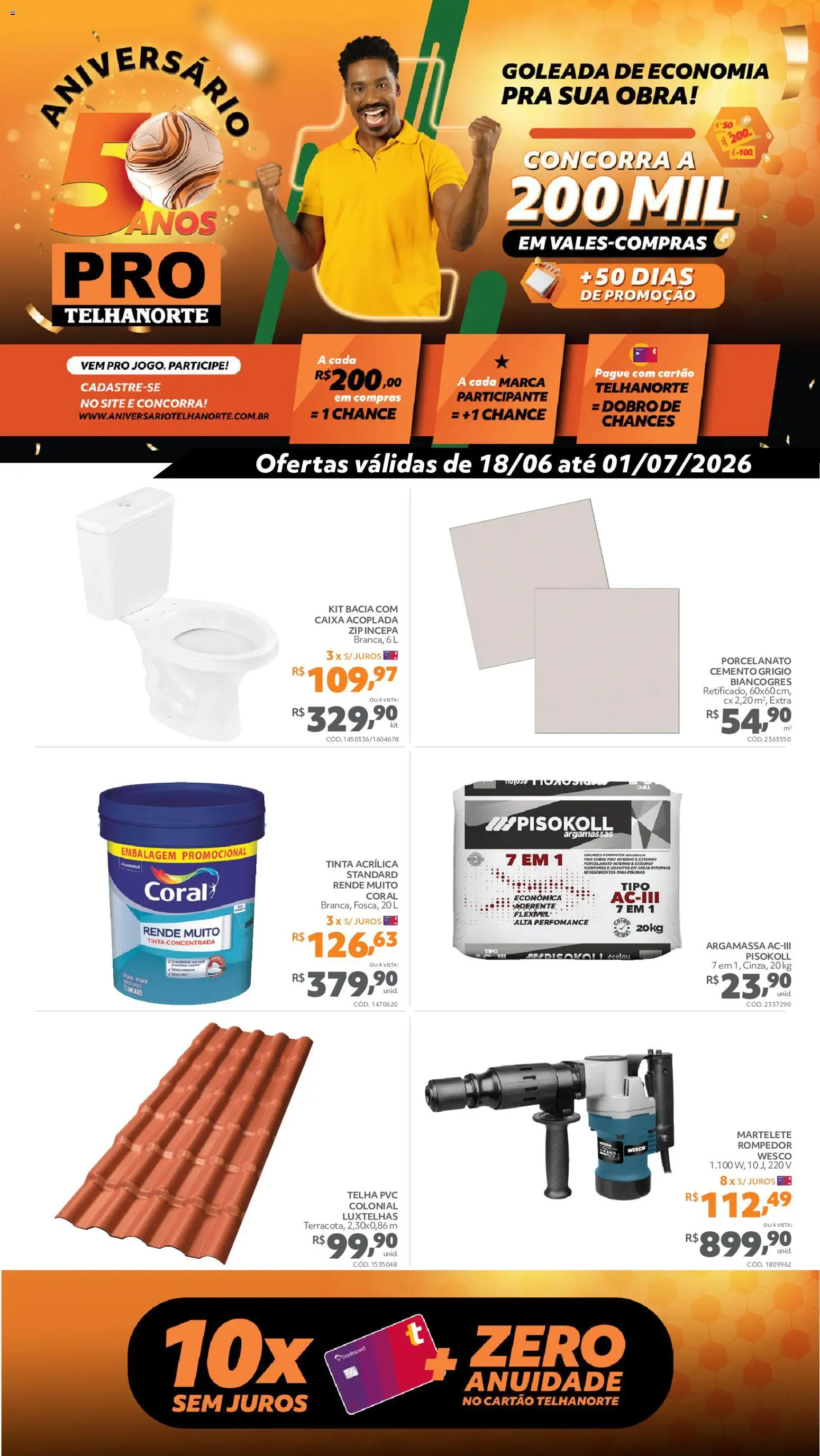 Pré-Visualização do folheto "Telhanorte ofertas Pro" da loja Telhanorte válido a partir de 18/06/2026