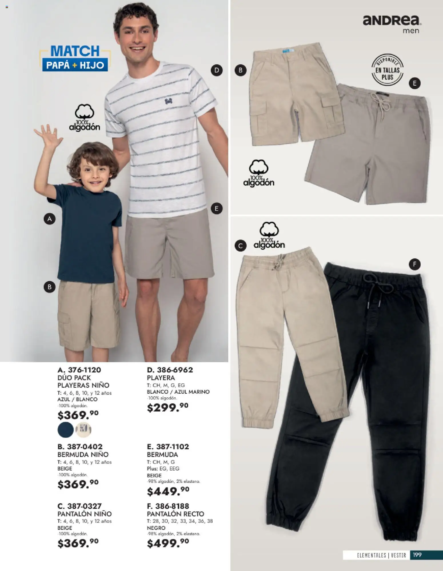 Vista previa las ofertas de la tienda Andrea - Andrea catálogo Vestir Caballero desde el 24/05/2026 - Papa, Playera, Algodón, Bermuda