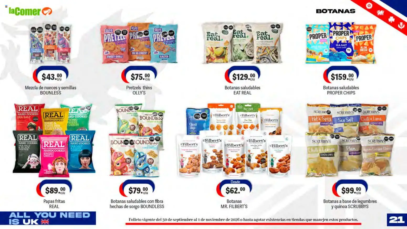 Vista previa las ofertas de la tienda La Comer - La Comer folleto desde el 30/09/2026 - Papas, Quinoa, Legumbres, Semillas, Papas fritas, Nueces