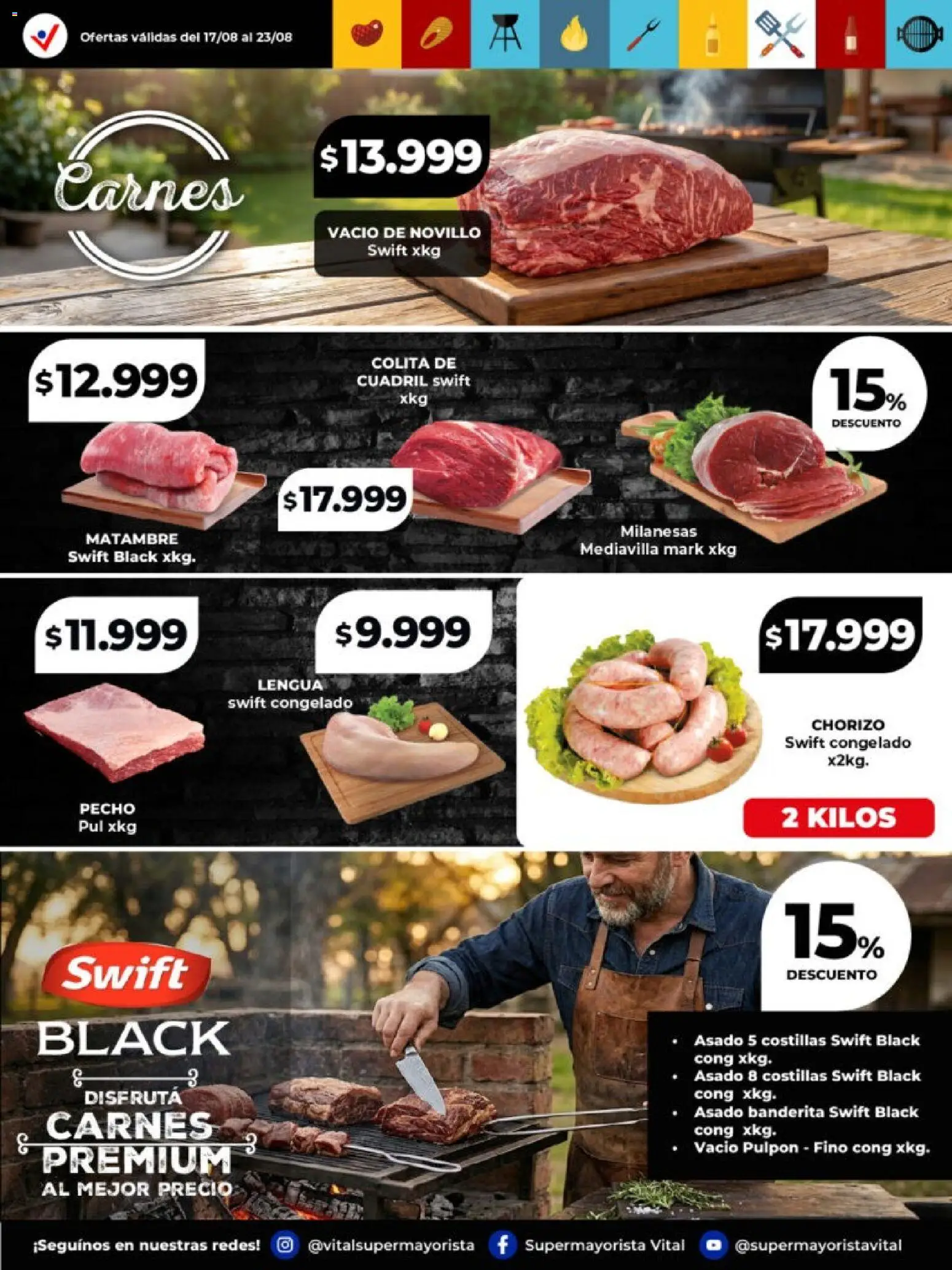 Vista previa del folleto de la tienda Vital válido desde el 17/08/2026 - Milanesas, Chorizo, Cuadril