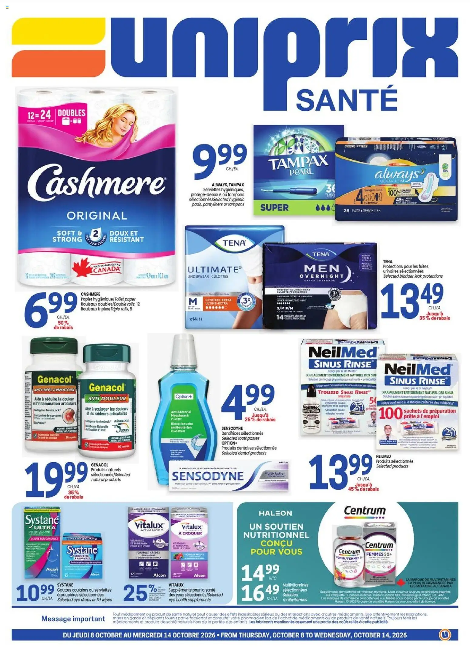 Preview of leaflet Uniprix - Uniprix Sante from shop Uniprix is valid from Oct 08, 2026