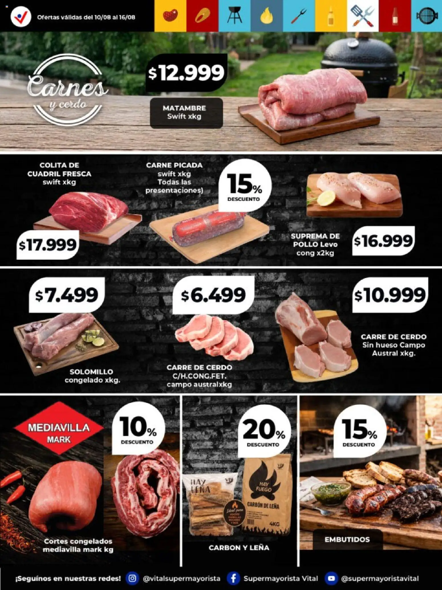 Vista previa del folleto de la tienda Vital válido desde el 10/08/2026 - Pollo, Carne, Cerdo, Leña, Embutidos, Cuadril, Carne picada